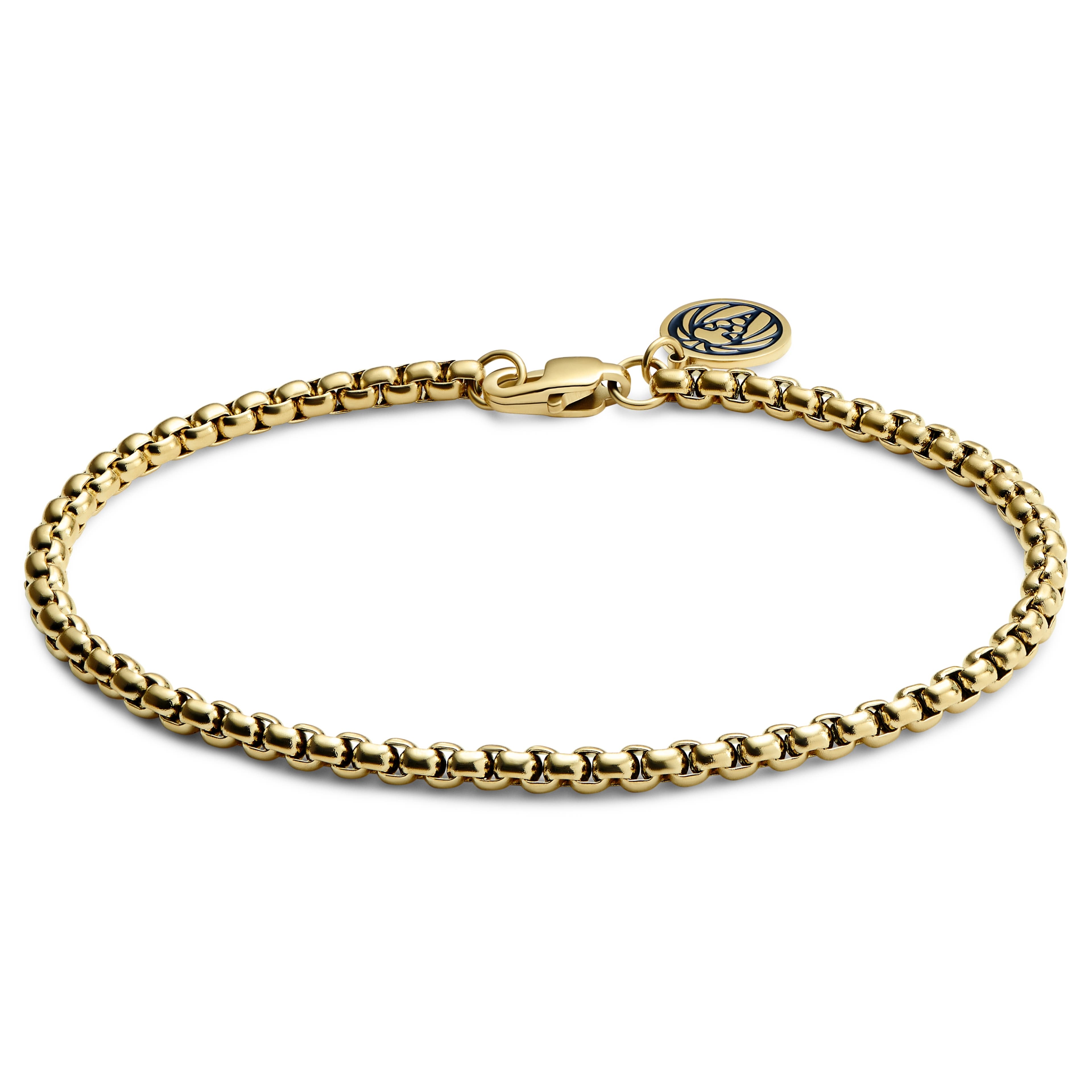 Essentials | 1/8" (3 mm) Gold-Tone Curved Box Chain Bracelet