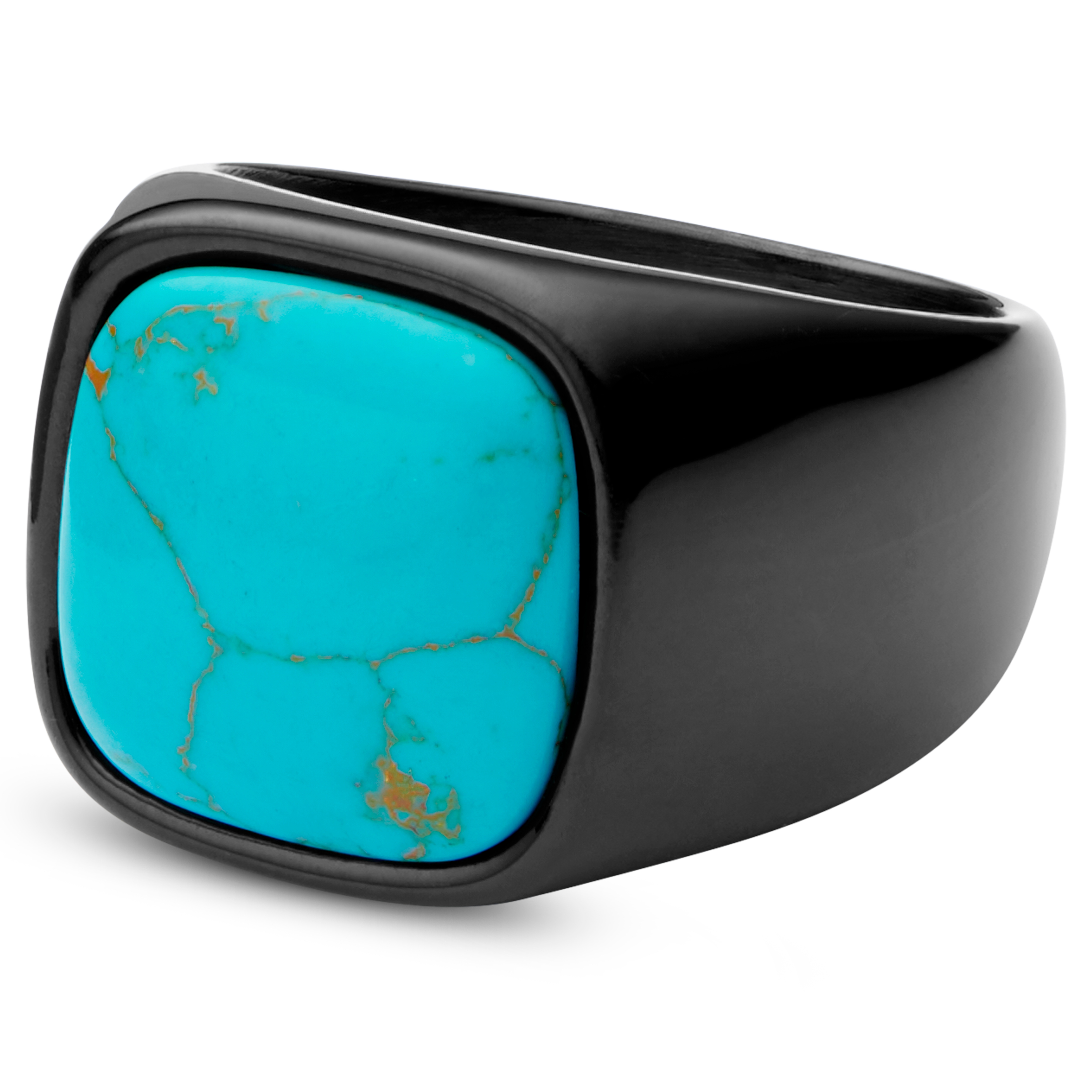 Ciemnoszary pierścień z turkusem Len Gravel - 1