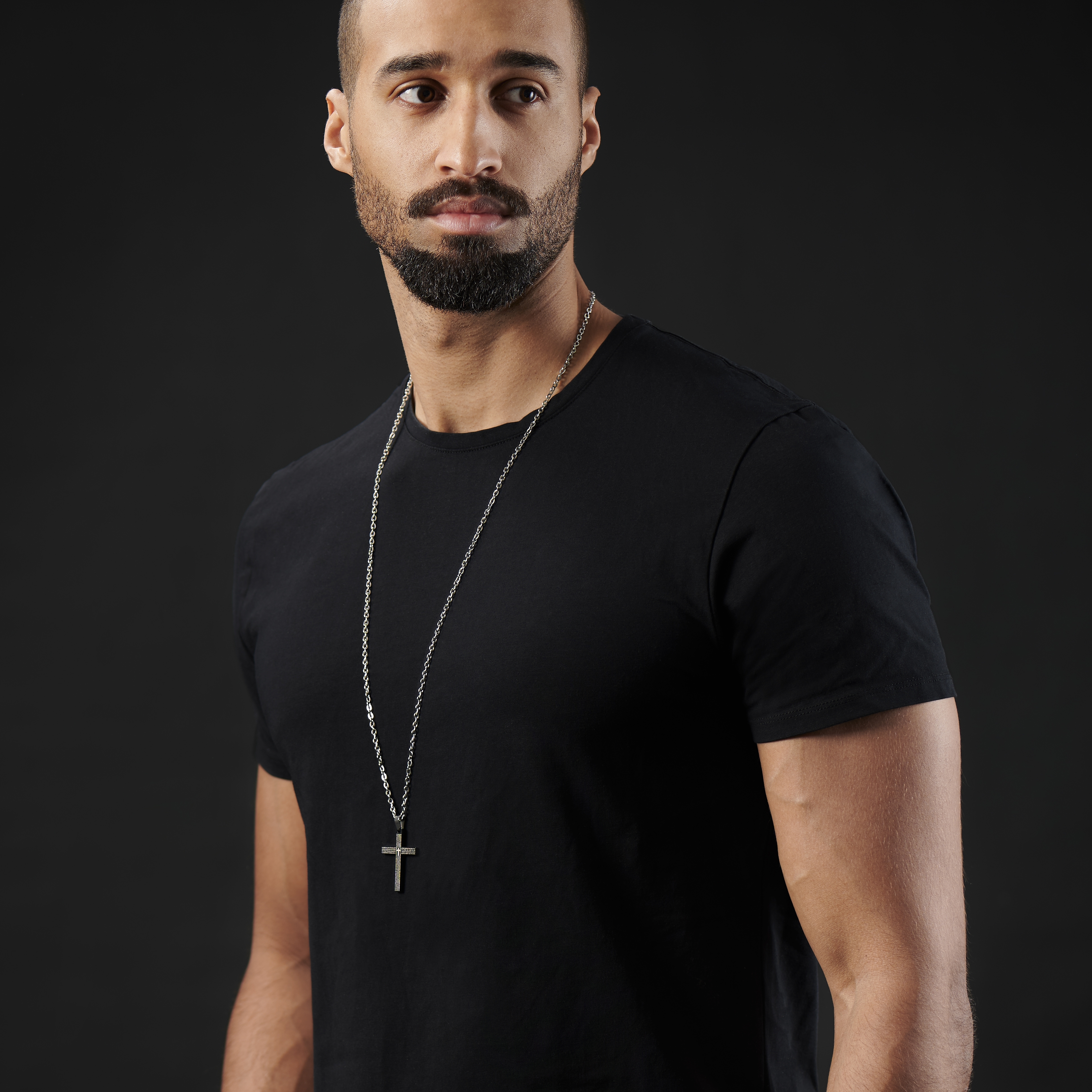 Κολιέ από Ανοξείδωτο Ατσάλι με Μικρό Μαύρο Σταυρό - 6