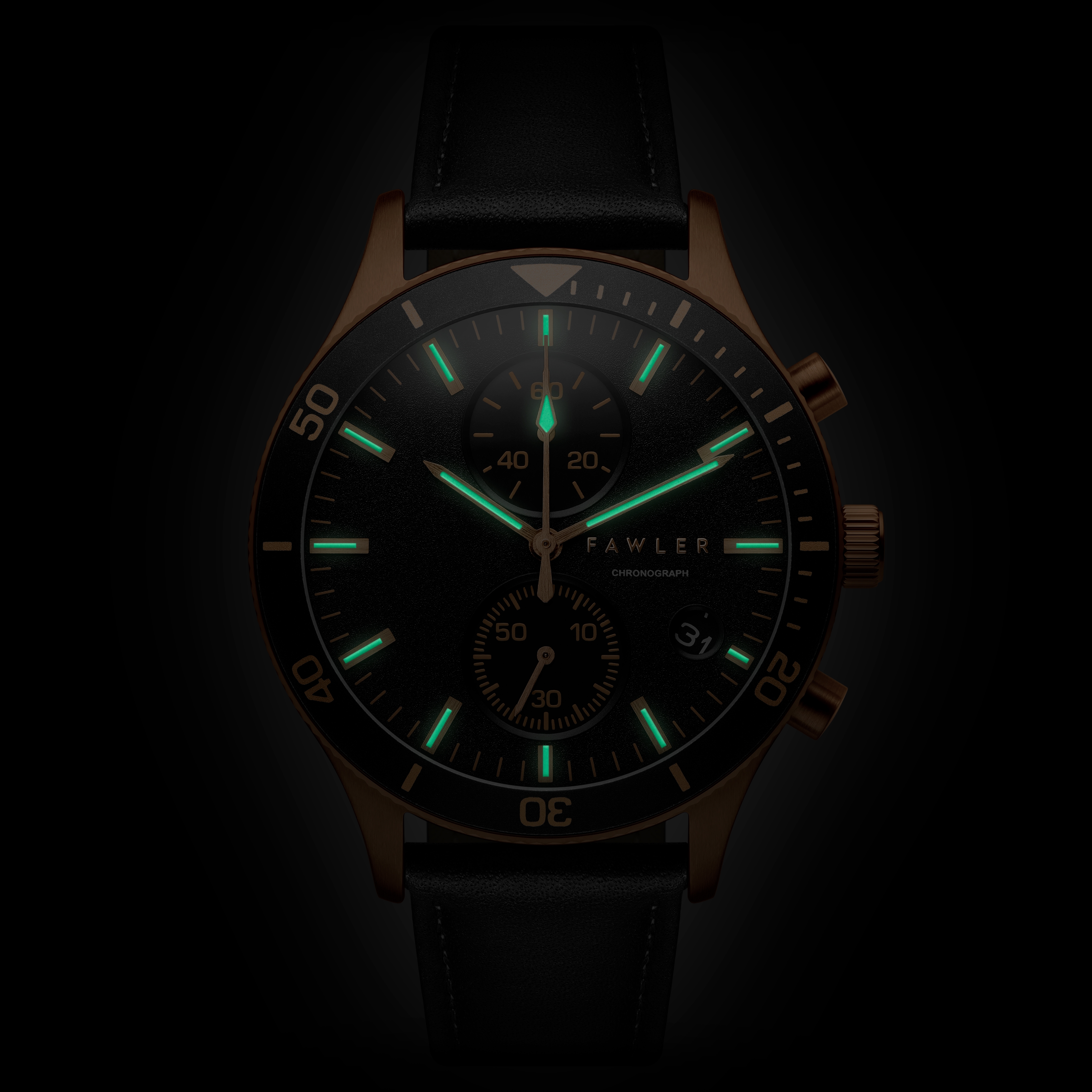 Aeris | Black Brass Chronograph Watch - 2