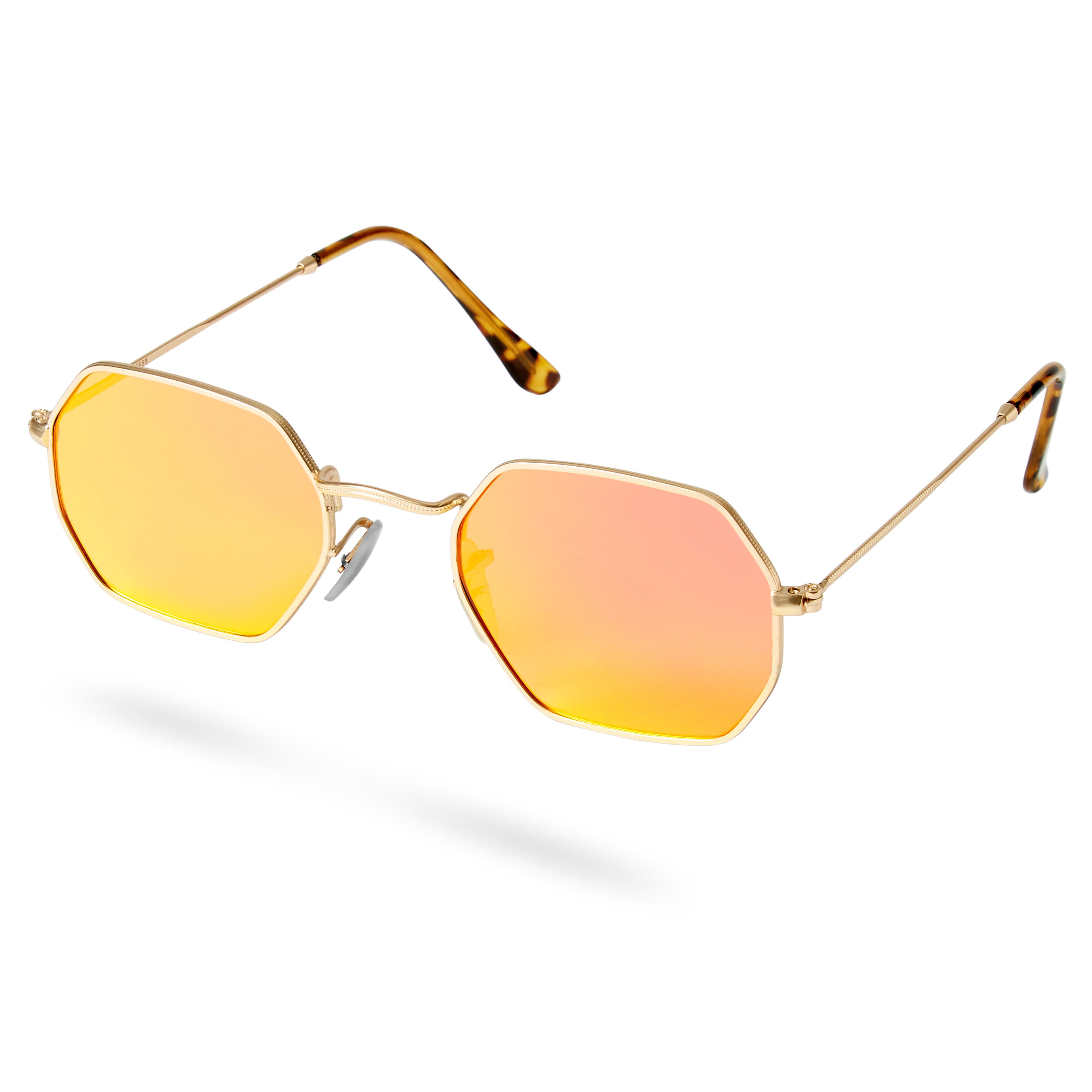 Groovy Goldfarbene & Orangefarbene Sonnenbrille