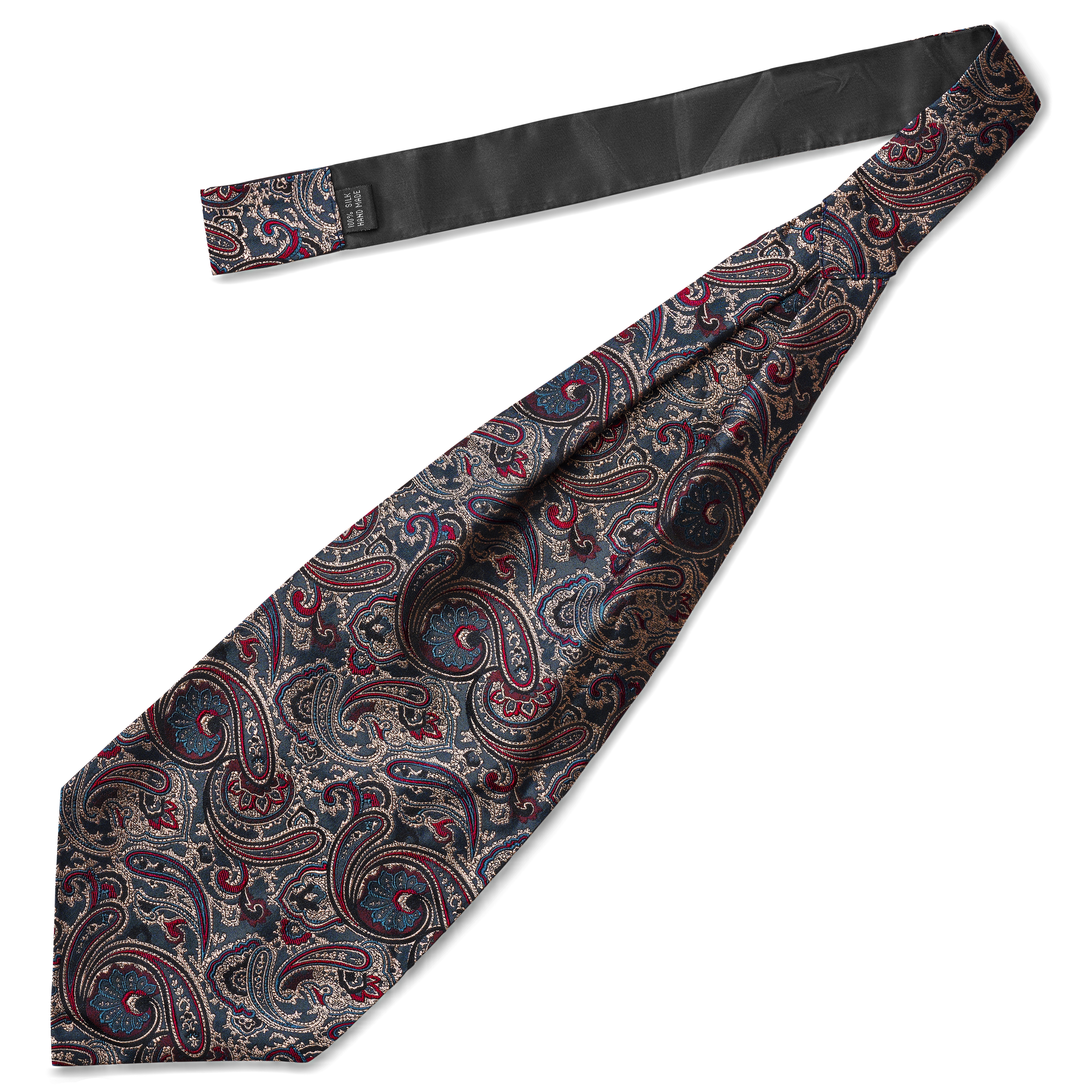 Dark Blue & Dark Green PAISLEY Pattern Silk Ascot - 2