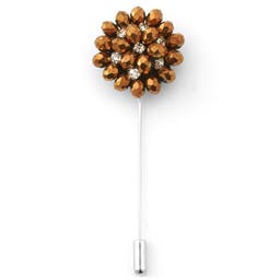 Polished Gold-Tone Lapel Flower Pin
