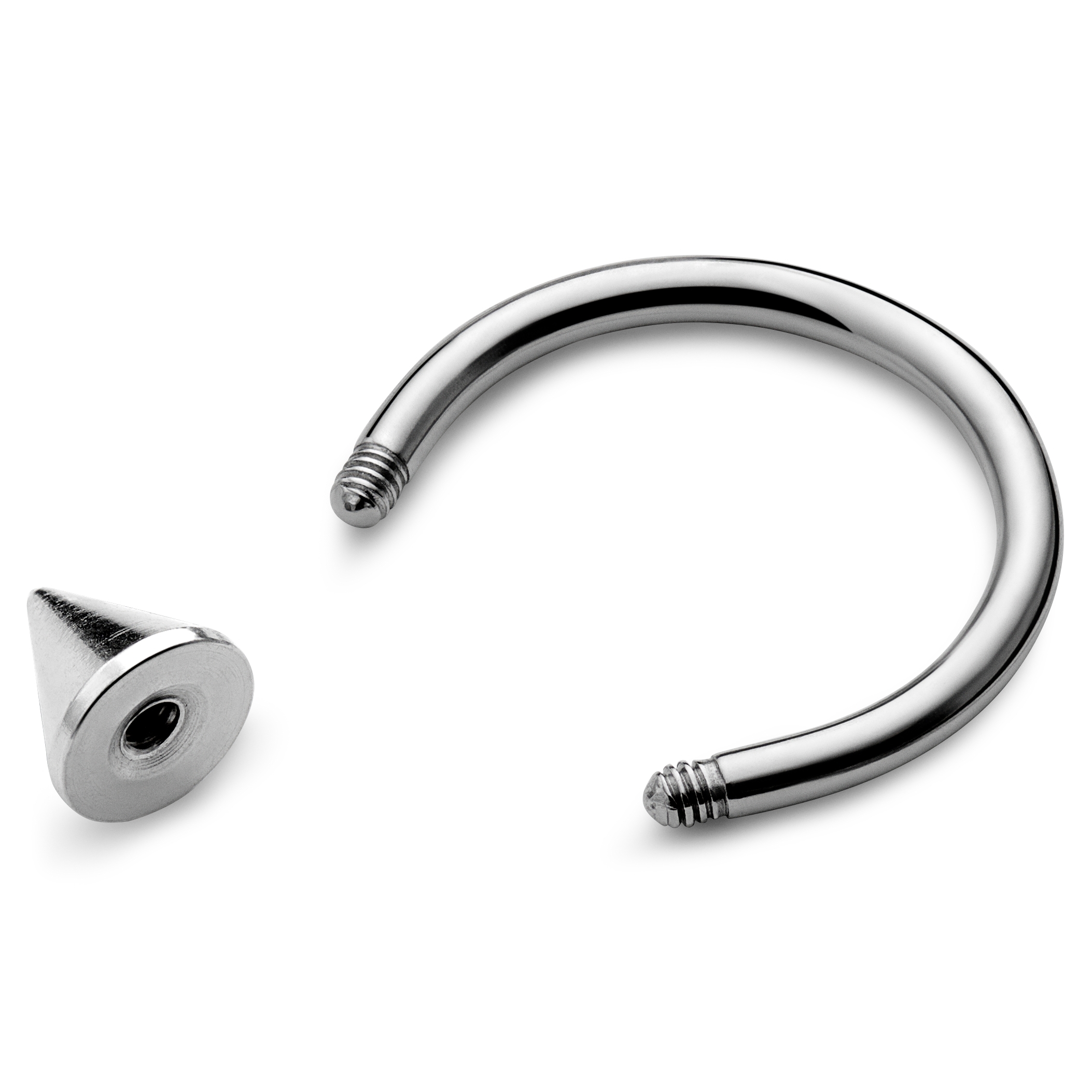 10 mm Zilverkleurige Titanium Circular Barbell met Spikes - 3