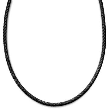 Tenvis | 5 mm Sort Læder Halskæde