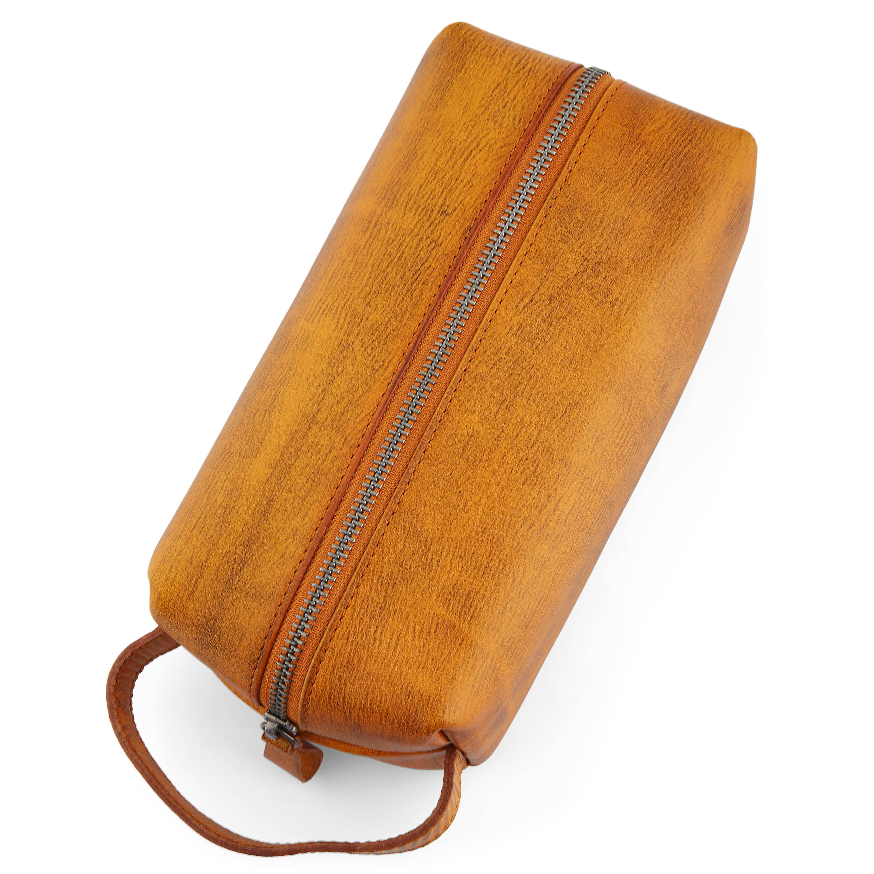 Keltaruskea nahkainen toilettilaukku - 5