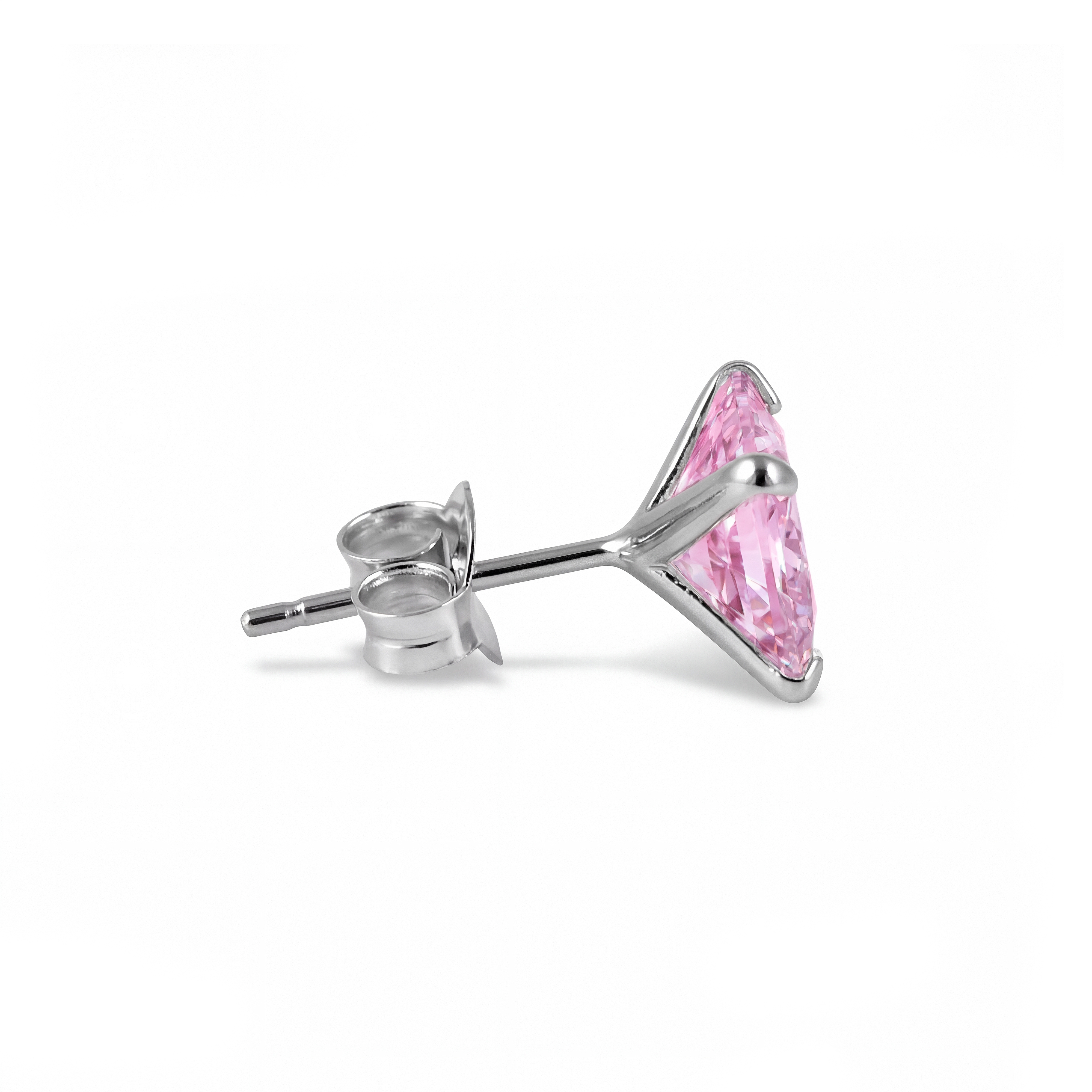 Lucid | 925er Sterlingsilber 6 mm rosa quadratischer Zirkonia Ohrstecker - 2