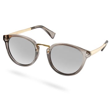 Gold-Tone & Grey Polarised Sunglasses
