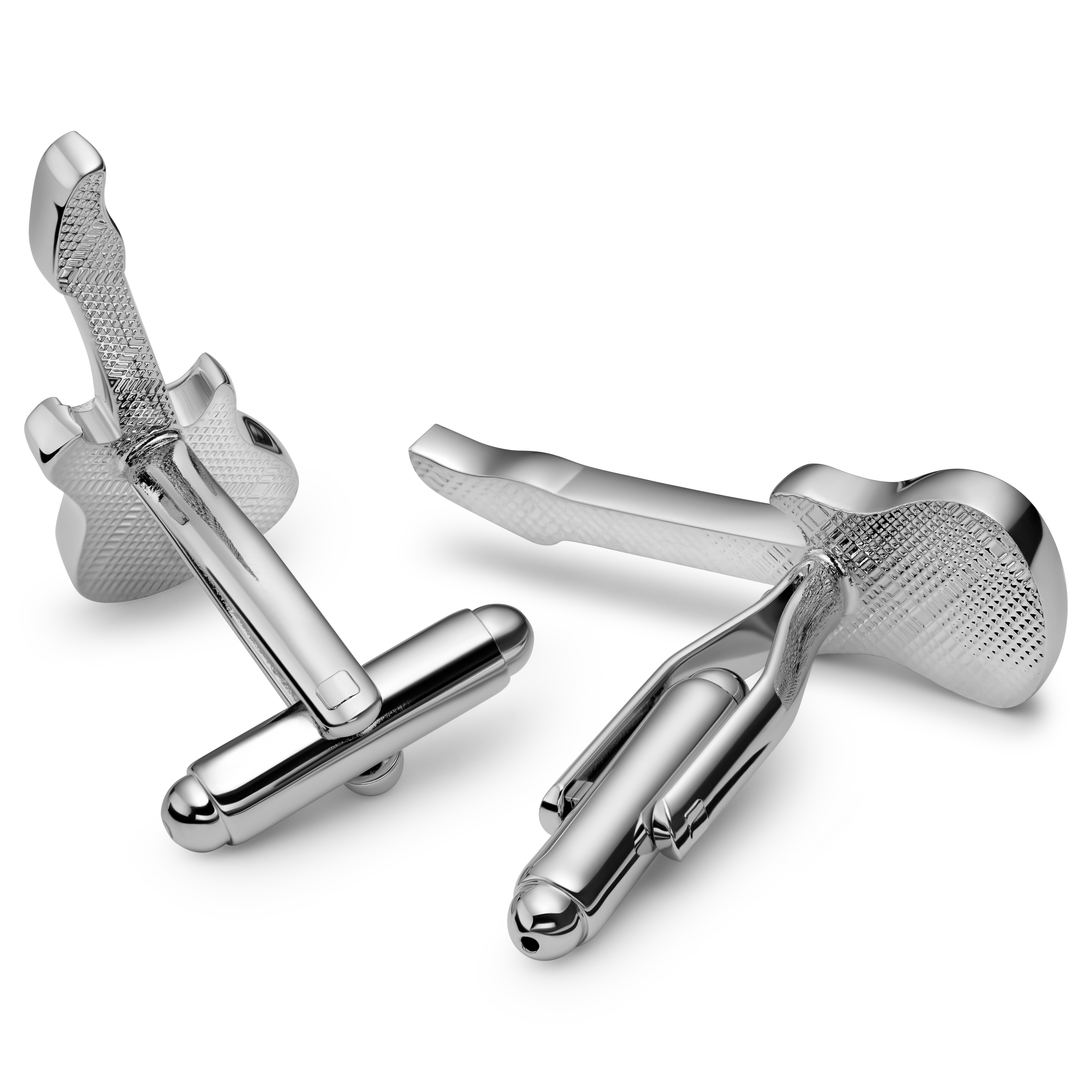 Kleos | Silberfarbene und schwarze Gitarrenmanschettenknöpfe - 2