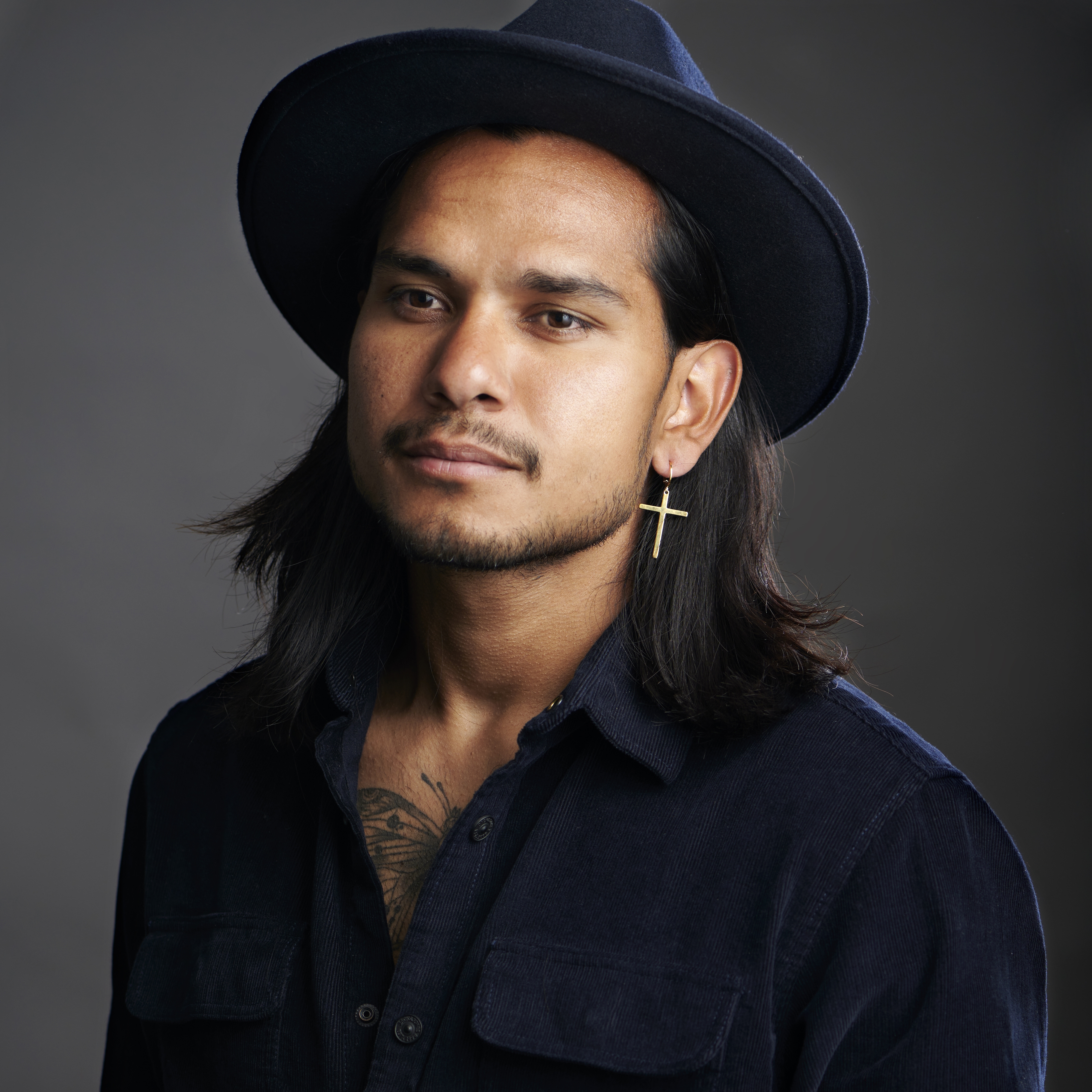 Sentio | Gold-Tone Hanging Cross Hoop Earring - 4