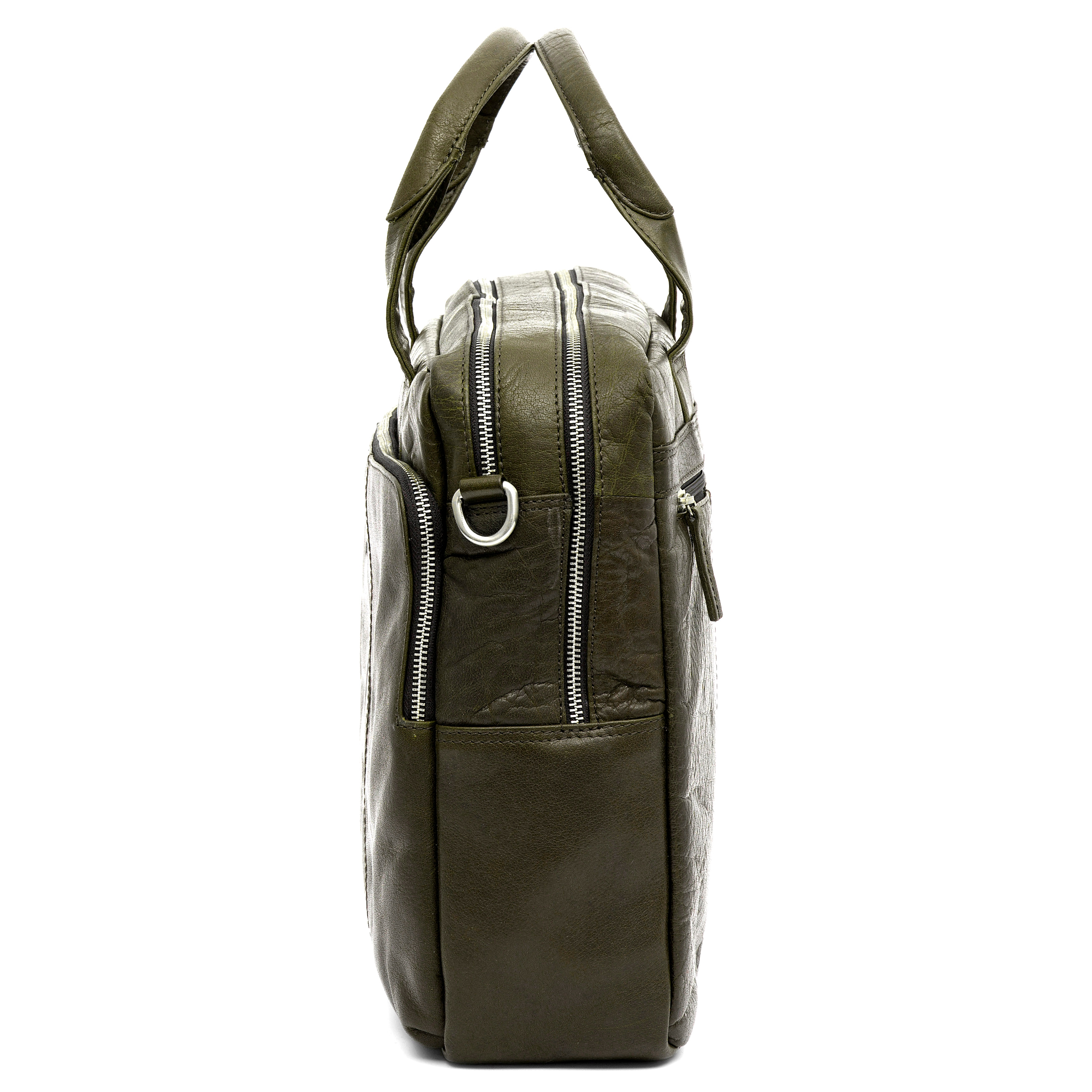 Montreal Olive Leather Work Bag - 5