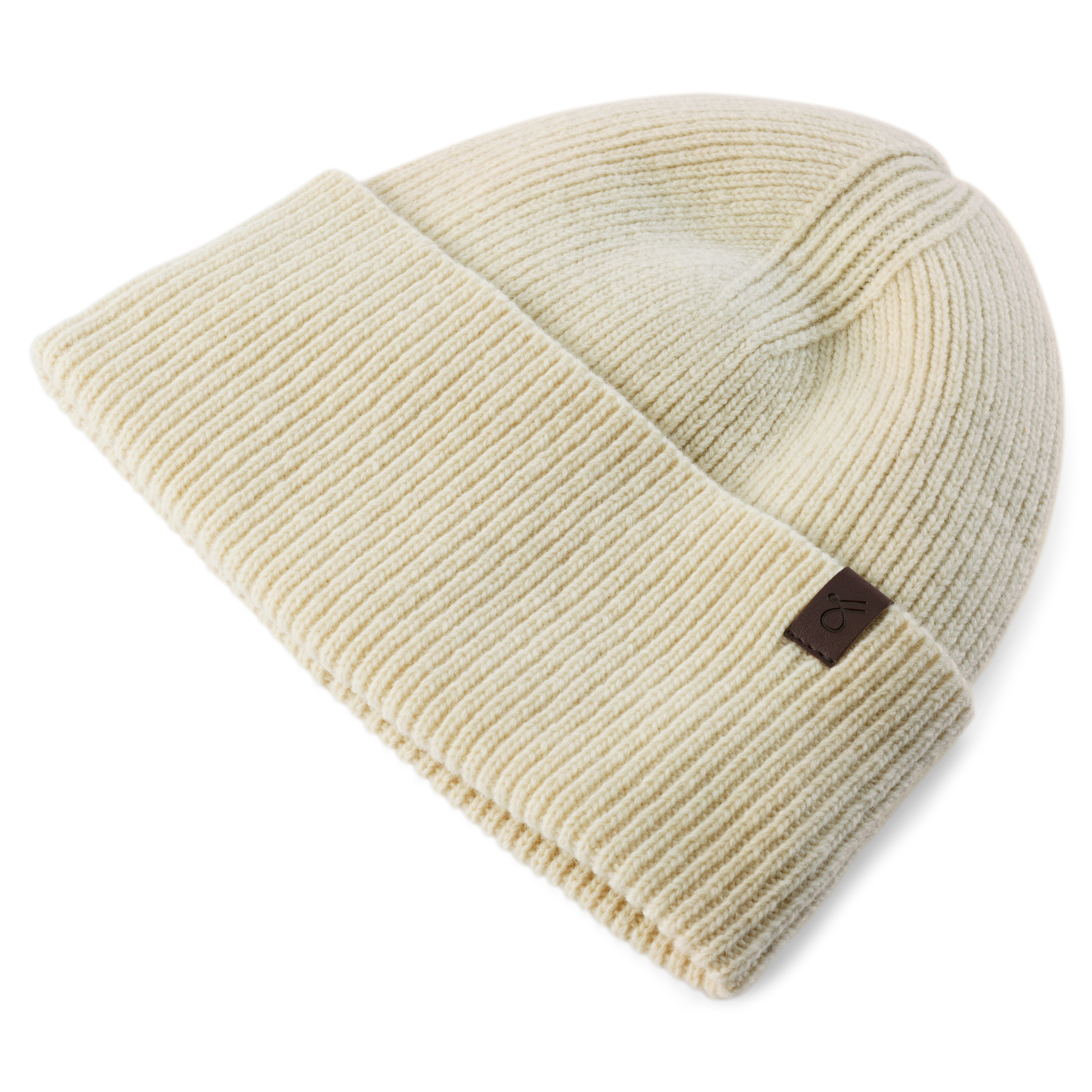 Cream Recycled Wool Cuffed Beanie - 7