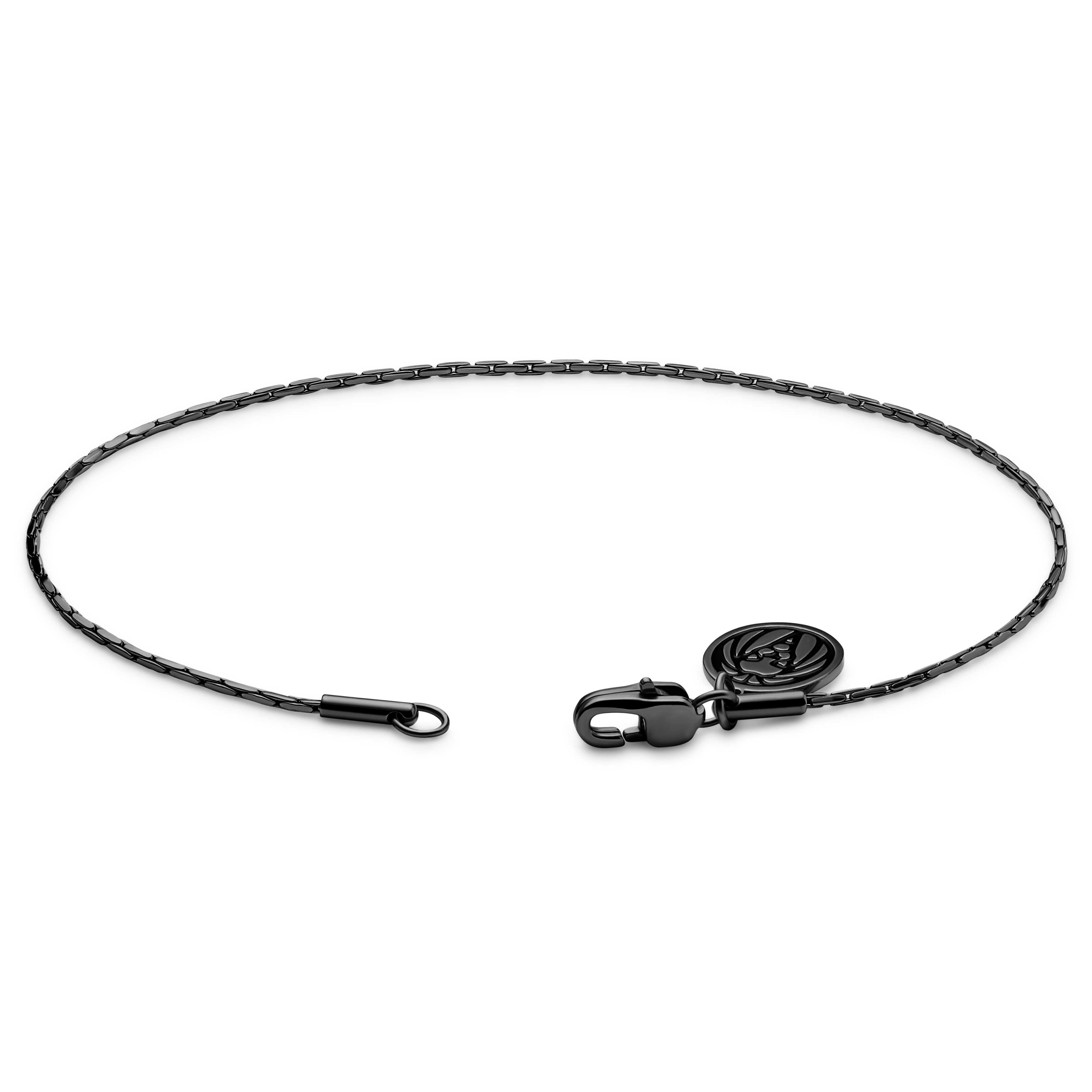 Essentials | Verižna zapestnica iz pravokotne verige v črni barvi, širine 1 mm - 3