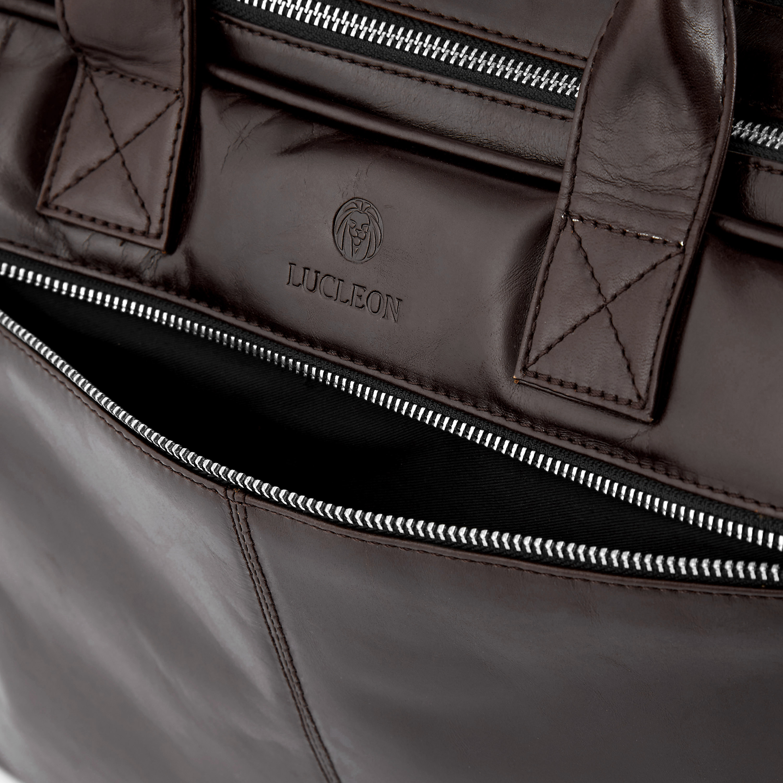 Dunkelbraune Jasper Leder Laptoptasche Mit Doppelreißverschluss - 11