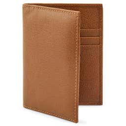 Tan Leather RFID-Blocking Card Holder Wallet
