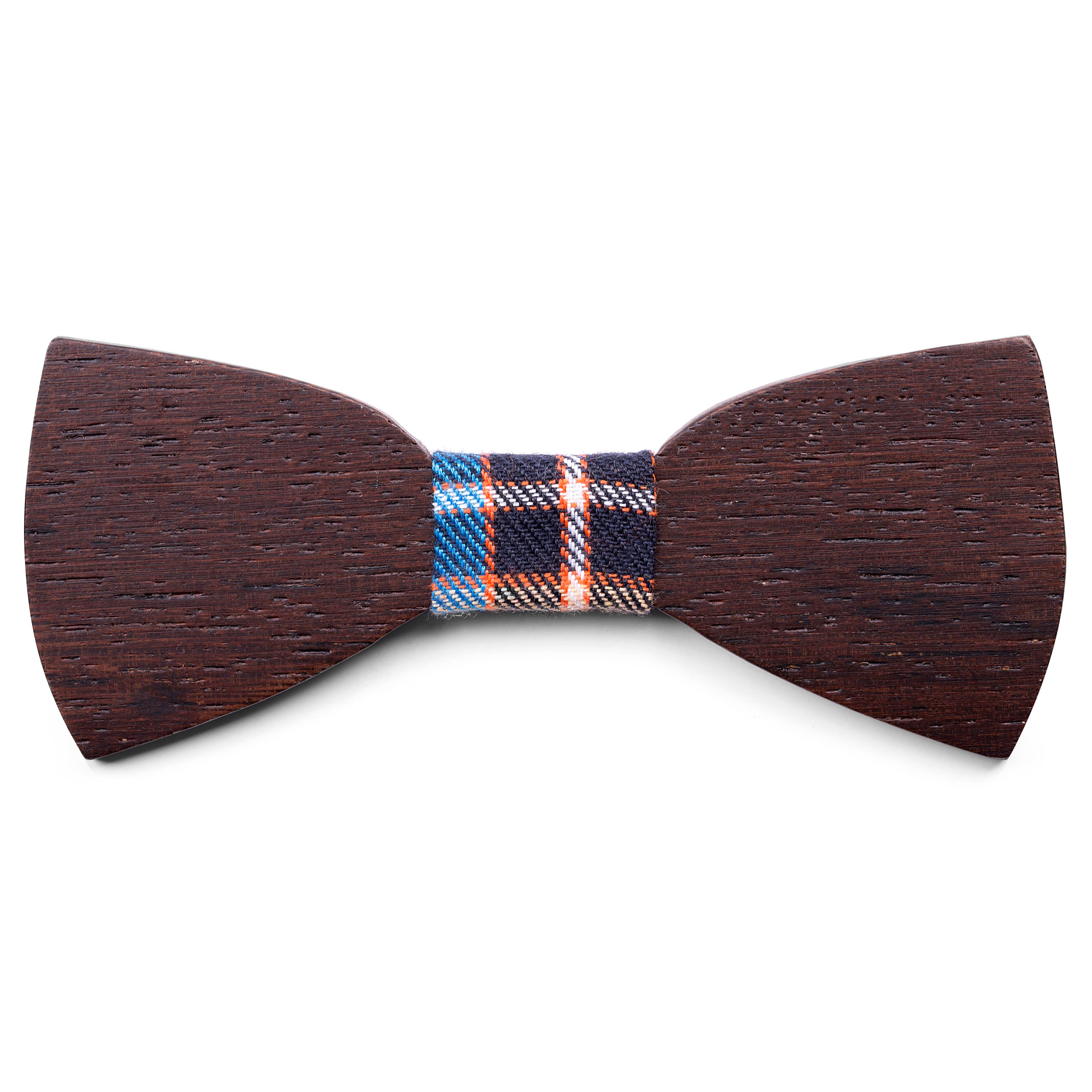 African Wenge Wood Bow Tie with Fabric Detail