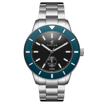 Makalu | Niebieski szczotkowany zegarek tytanowy dla nurków