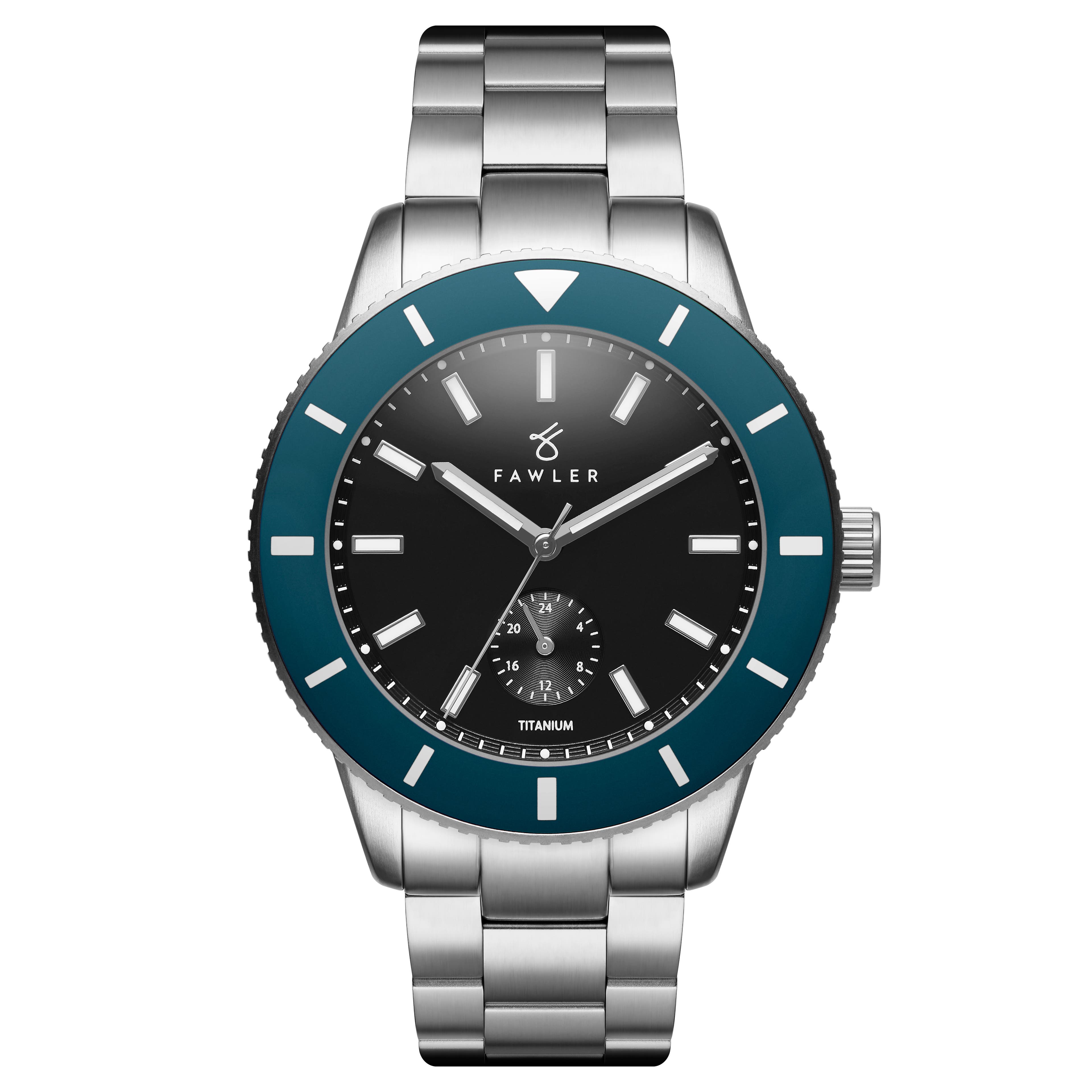 Makalu | Modré potápěčské hodinky z kartáčovaného titanu
