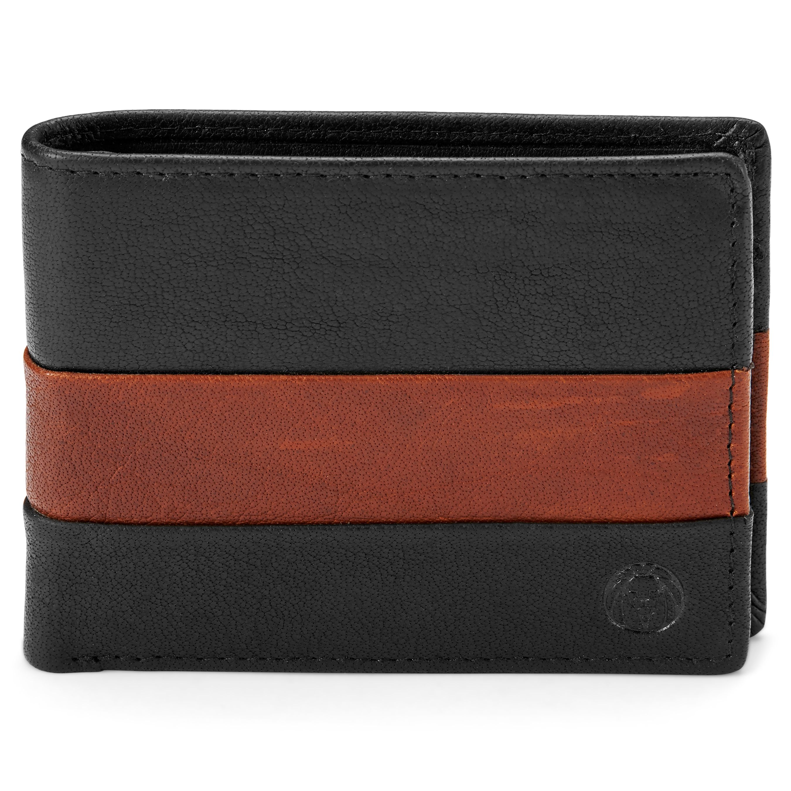 Montreal Schwarze & Hellbraune Plissierte Leder Geldbörse - 3