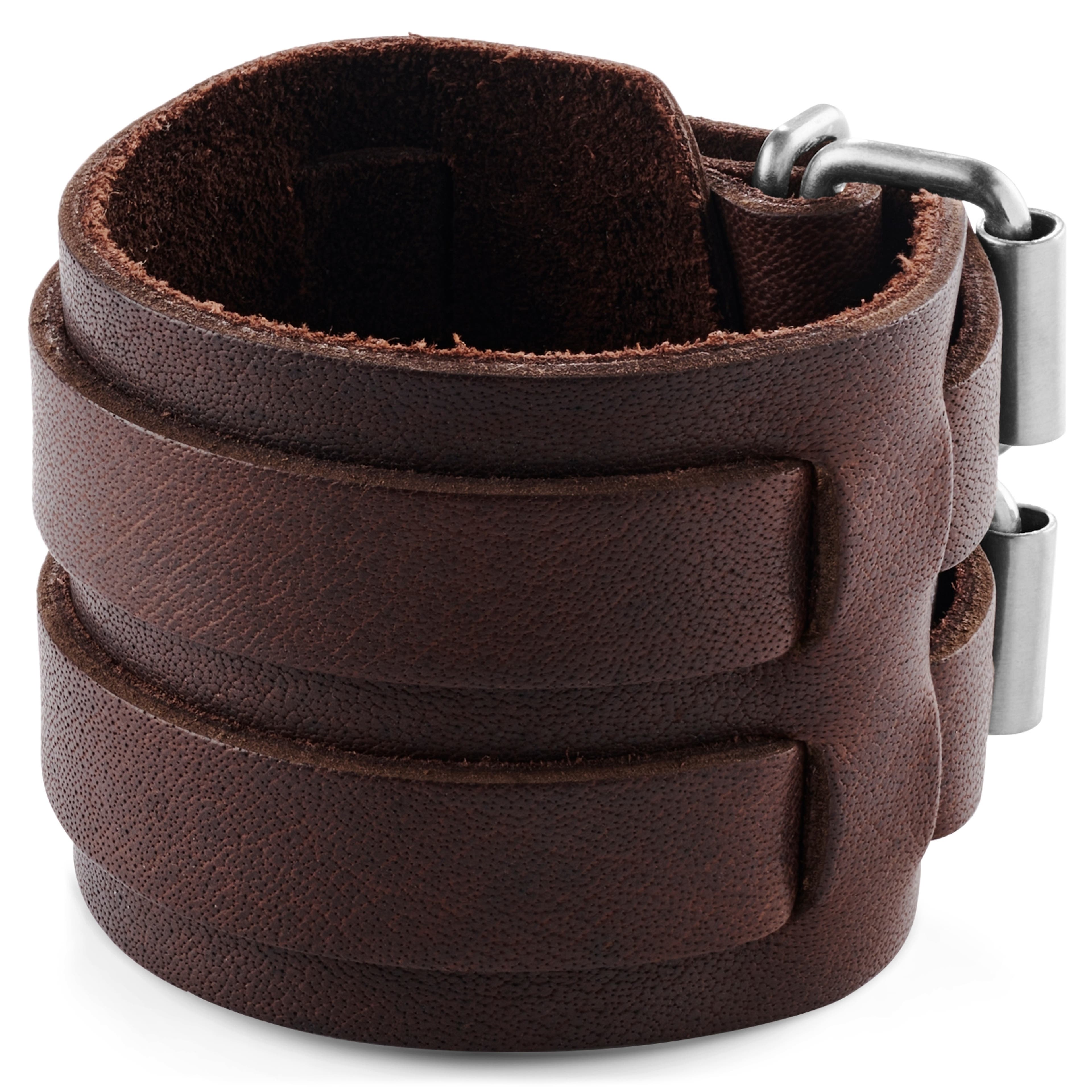 Gladius | Brown Full Grain Buffalo Leather Buckle Bracelet