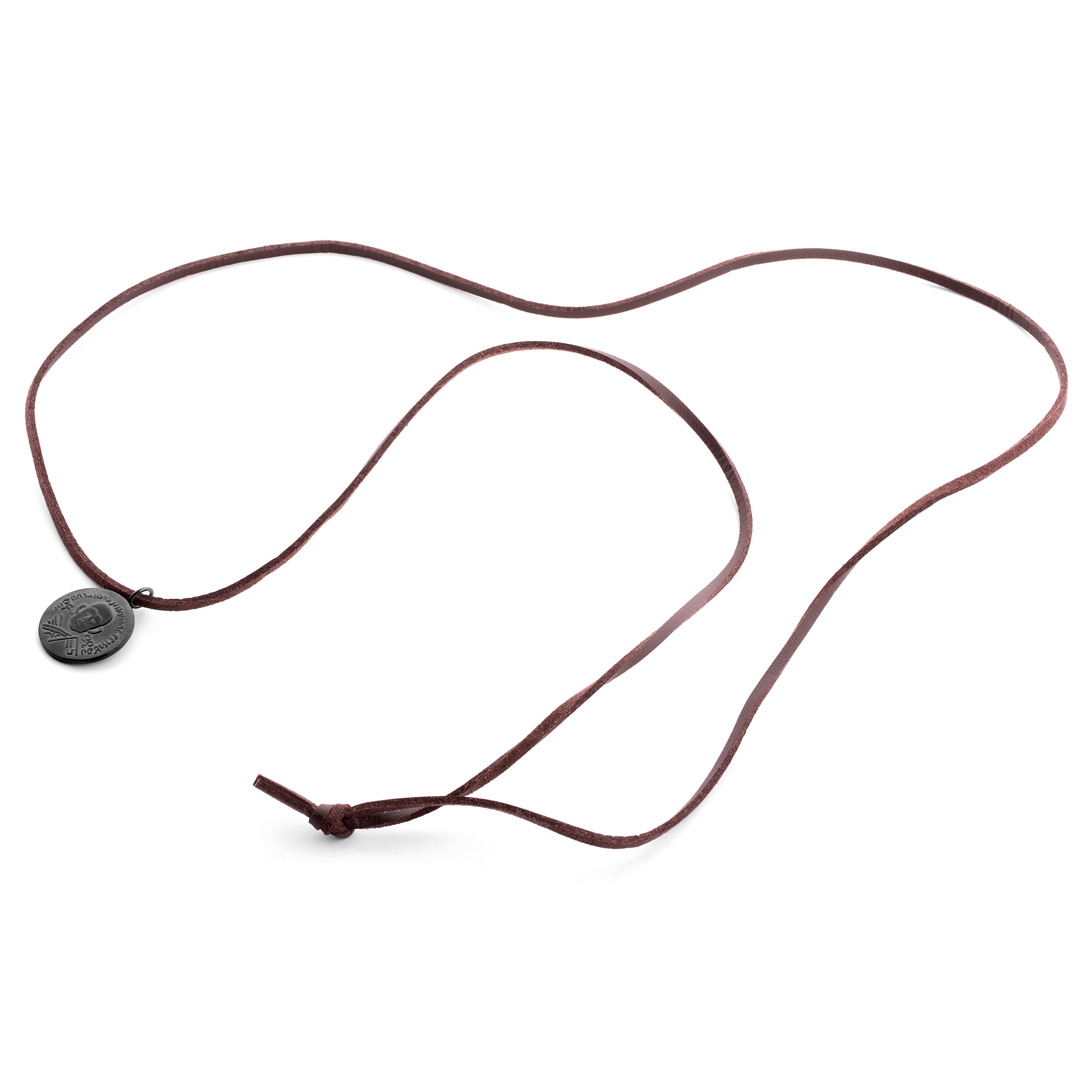 Black Hindu Leather Iconic Necklace - 3