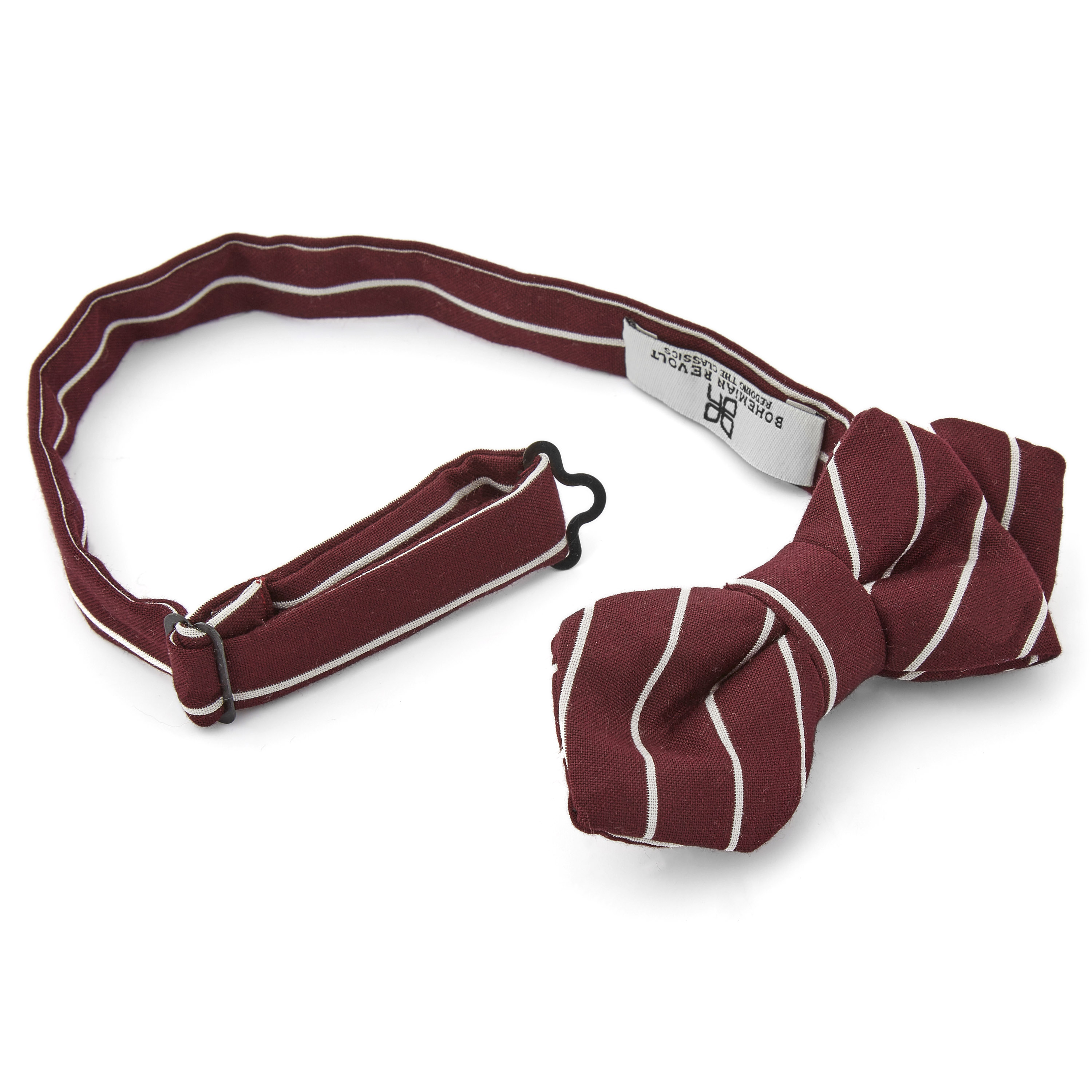 Burgunderrote Gestreifte Spitz Zulaufende Fliege - 2