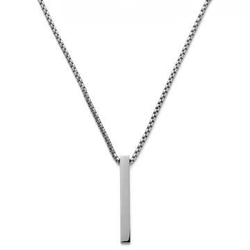 Polished Silver-Tone Stainless Steel Bar Pendant Necklace Polished Silver-Tone Stainless Steel Bar Pendant Necklace
