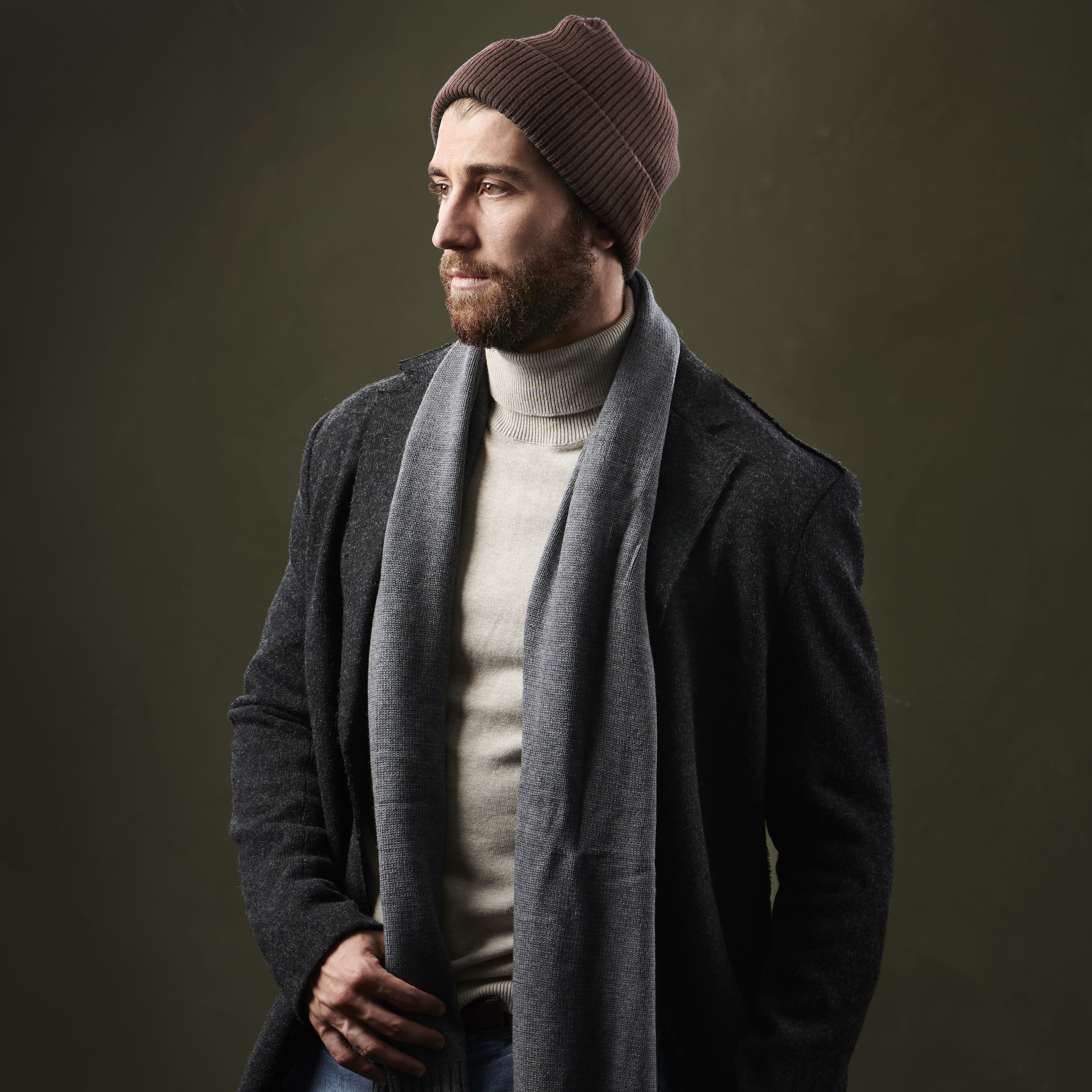 True Brown Acrylic Mix Chunky Knitted Rib Beanie - 6