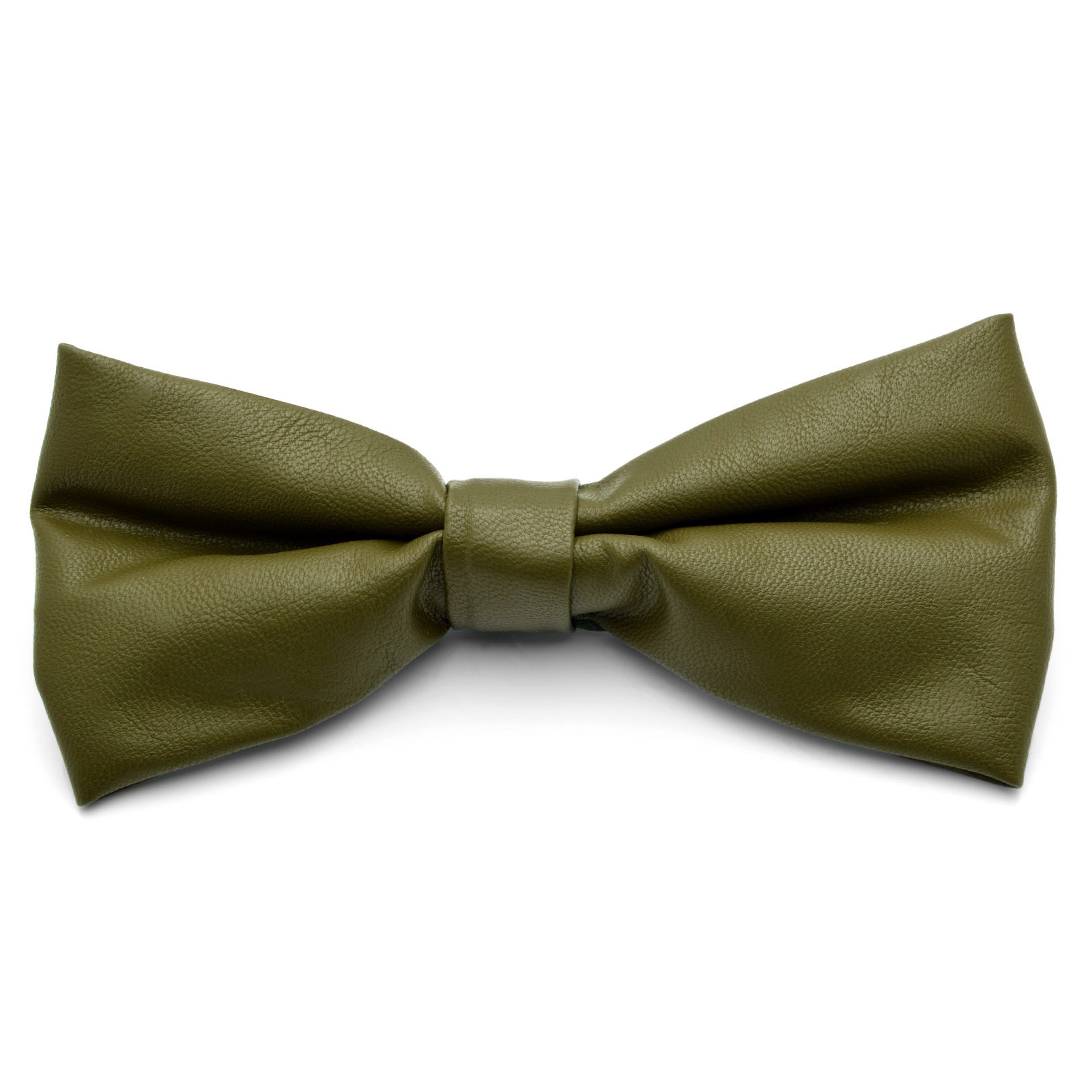 Green Faux Leather Pre-Tied Bow Tie