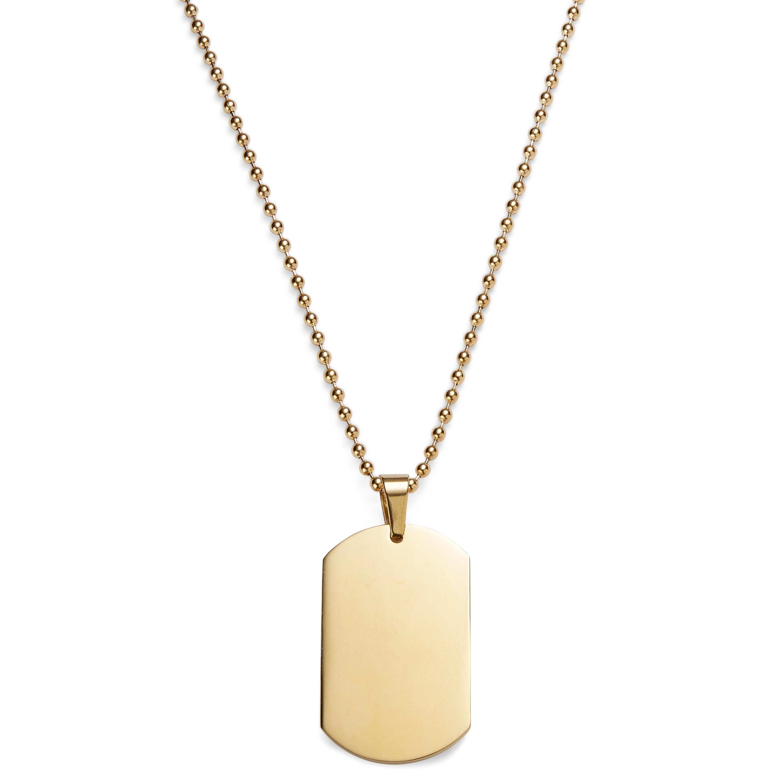 Gold-Tone With Double Dog Tag Ball Chain Necklace