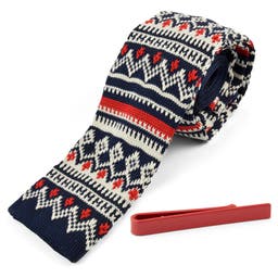 Winter-themed Necktie and Tie Bar Set