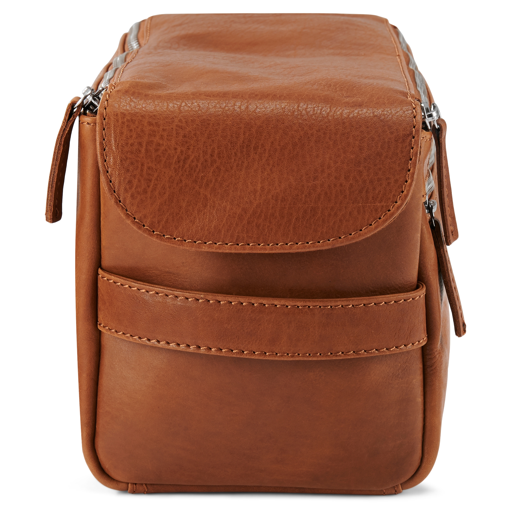 Cambodia XL Tan Leather Wash Bag - 4