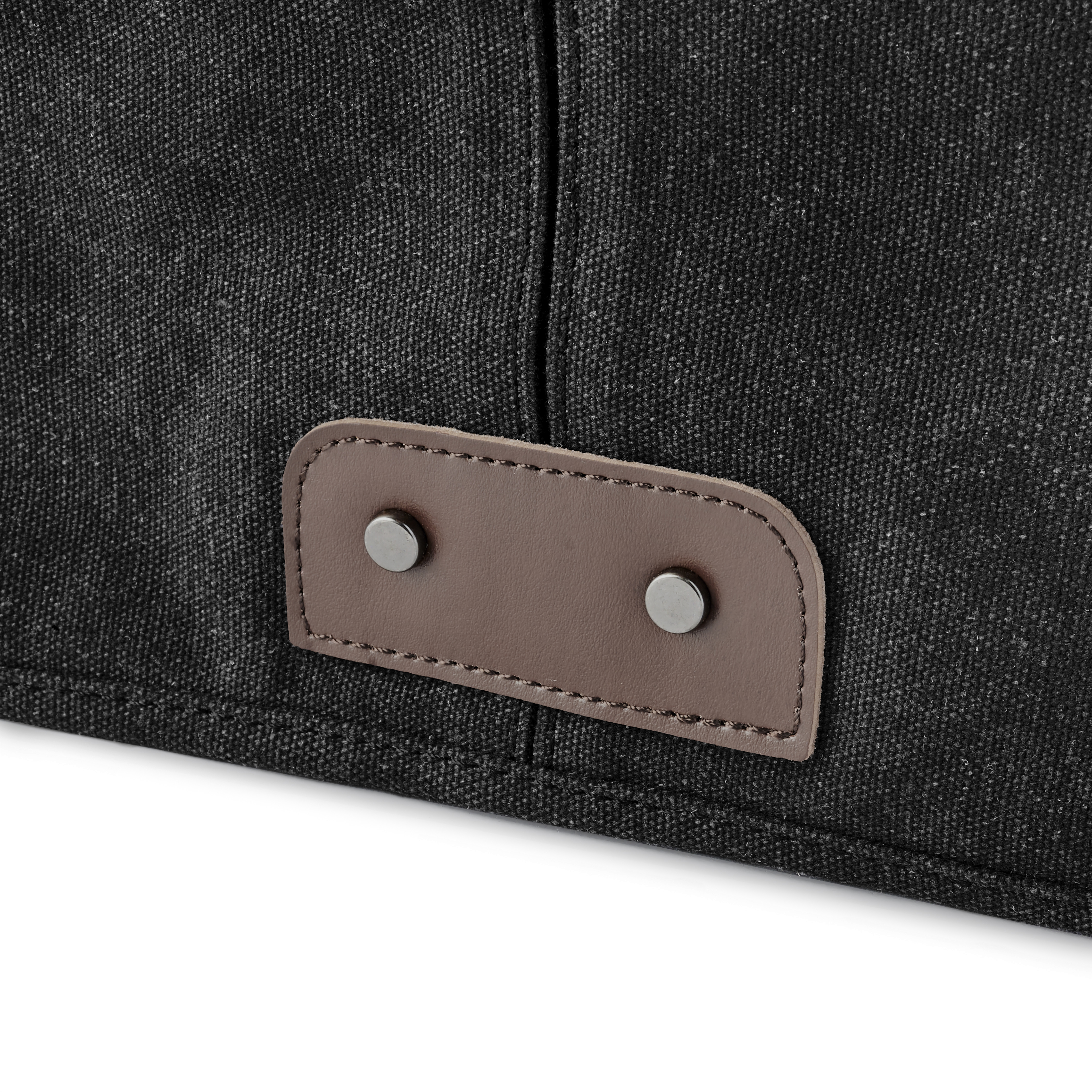 Bandolera de lona gris grafito y cuero marrón retro - 9