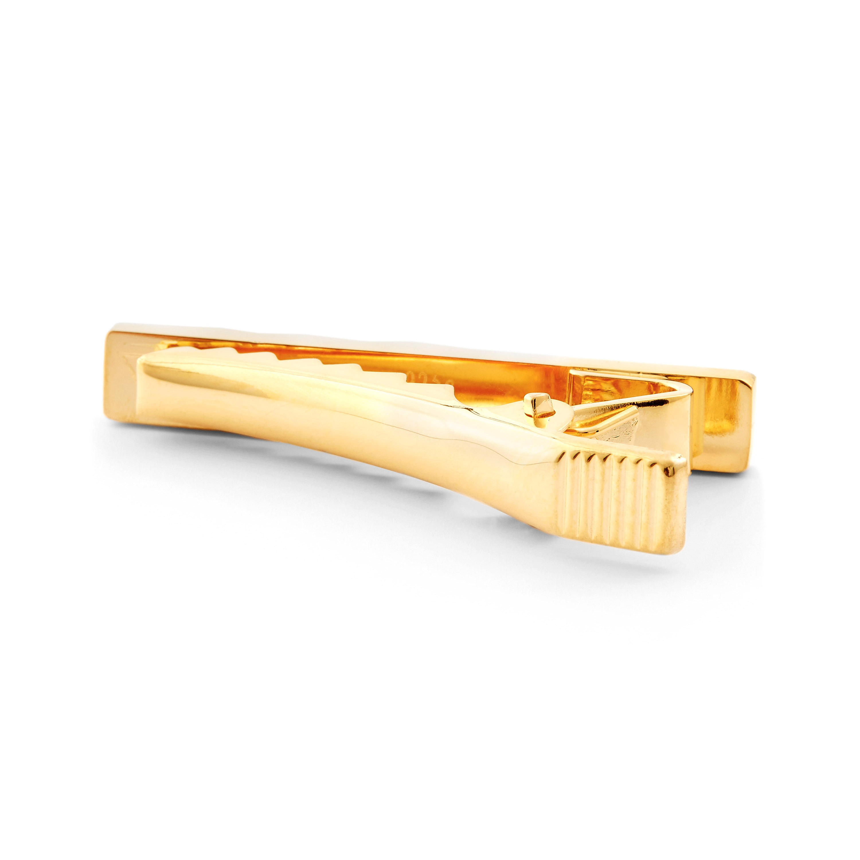 Vergoldete 925er Silber Manschettenknöpfe & Kurze Krawattenklammer Set Mit Tigerauge - 6