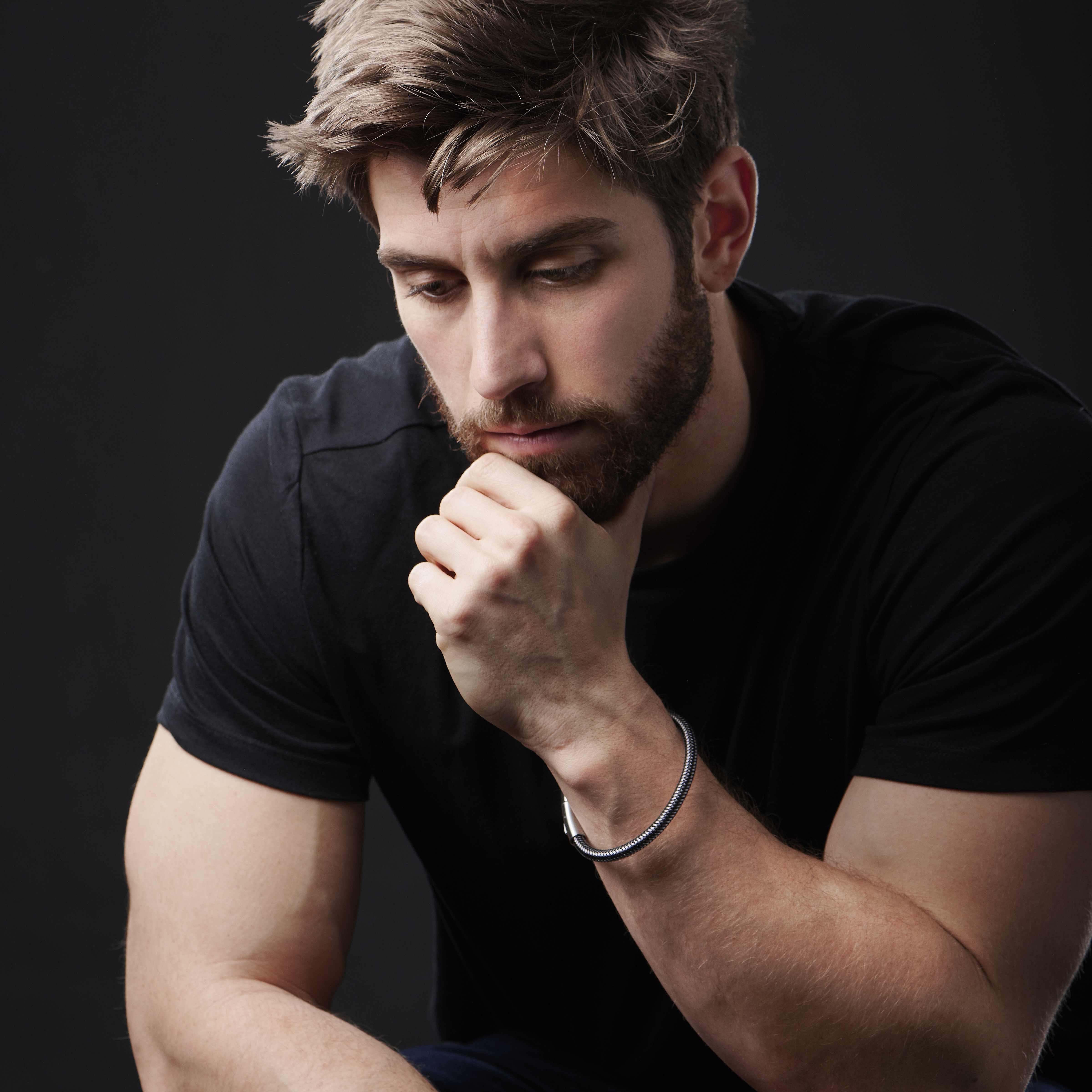 Fekete & ezüst tónusú kábeles karkötő - 6