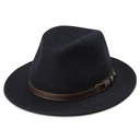 Flavio Moda lapos karimájú kék gyapjú fedora kalap Flavio Moda lapos karimájú kék gyapjú fedora kalap