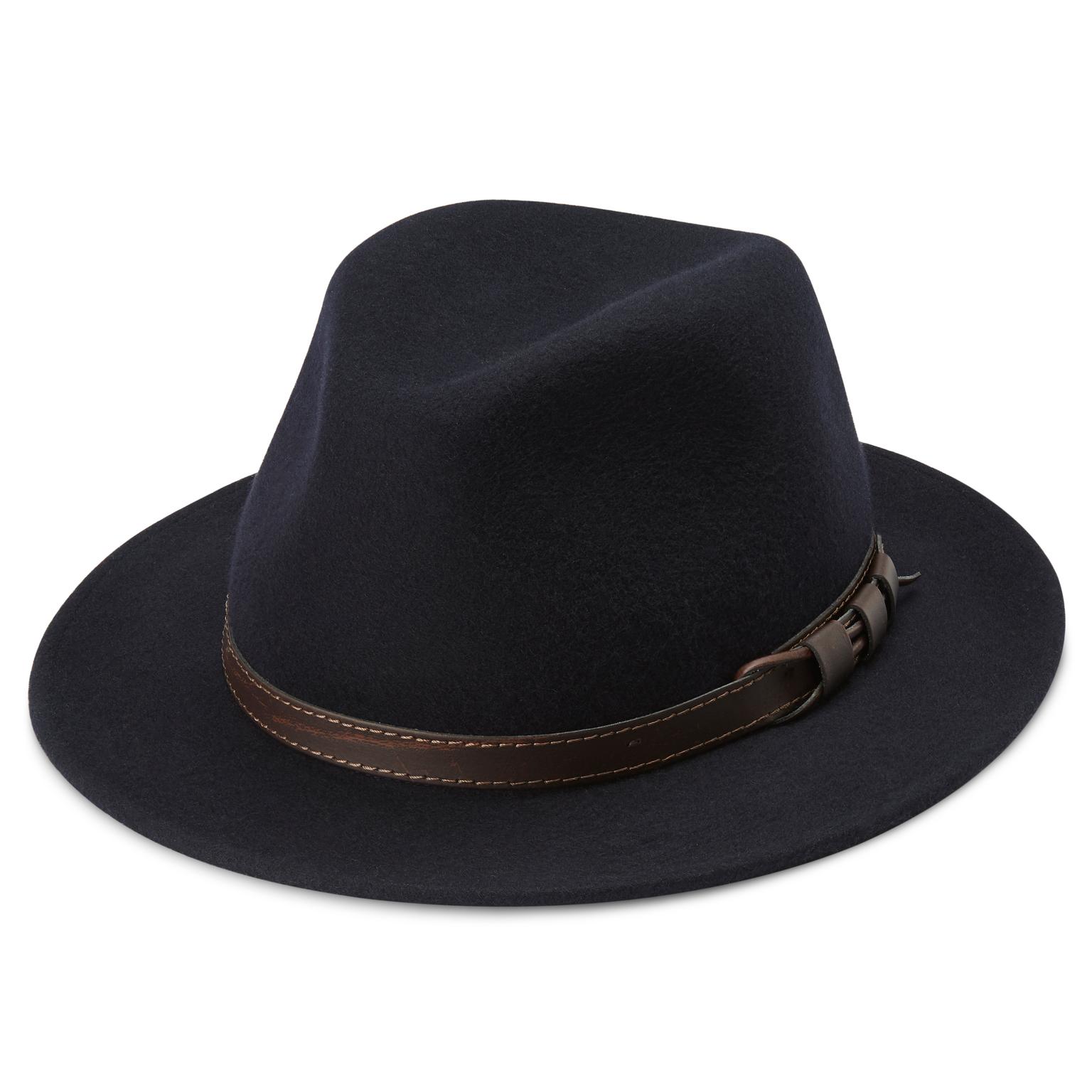 Flavio Marineblauwe Moda Fedora met Platte Rand Flavio Marineblauwe Moda Fedora met Platte Rand