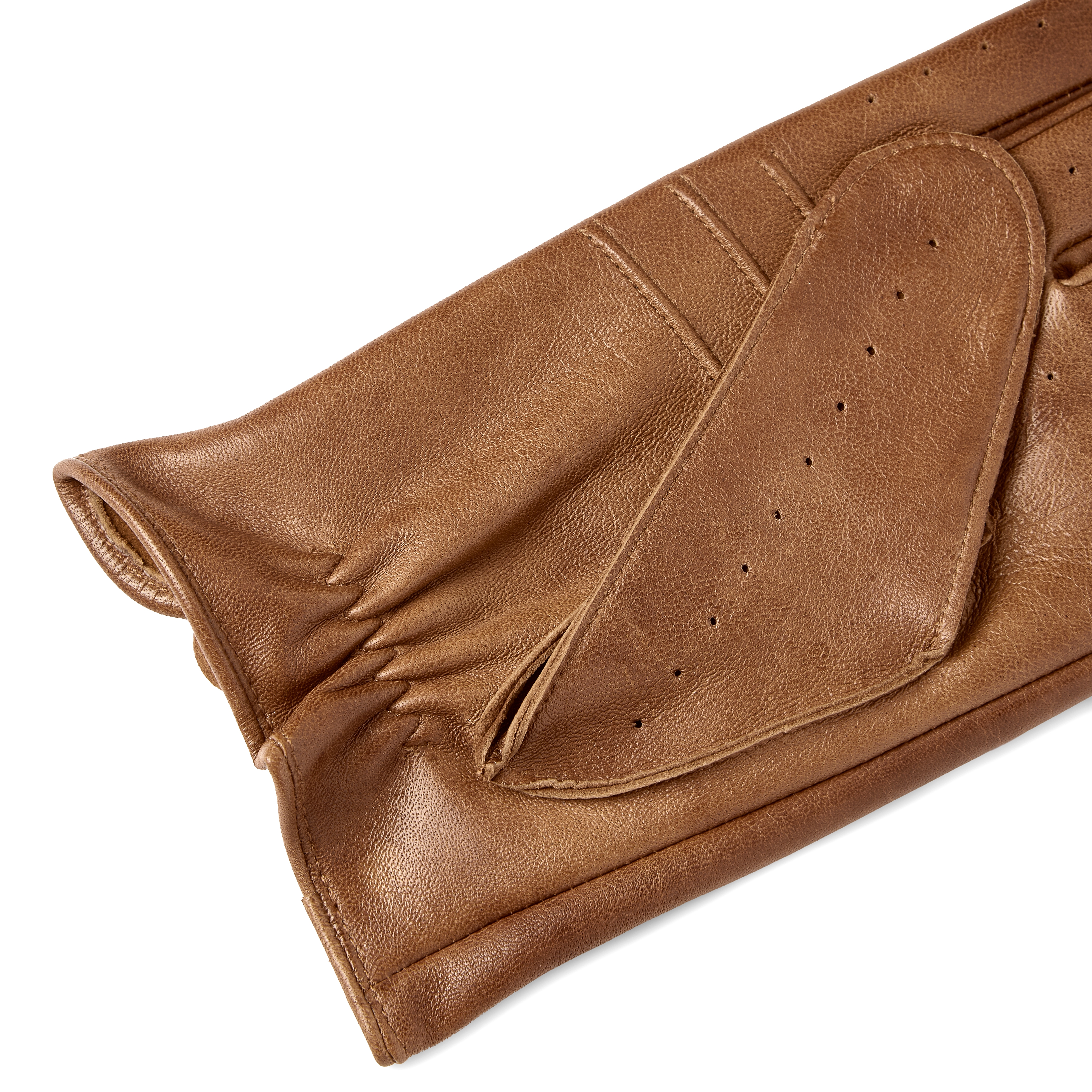 Light Brown Touchscreen Compatible Sheep Leather Driving Gloves