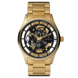 Phantom | Gold-Tone Stainless Steel Skeleton Watch With Black Dial