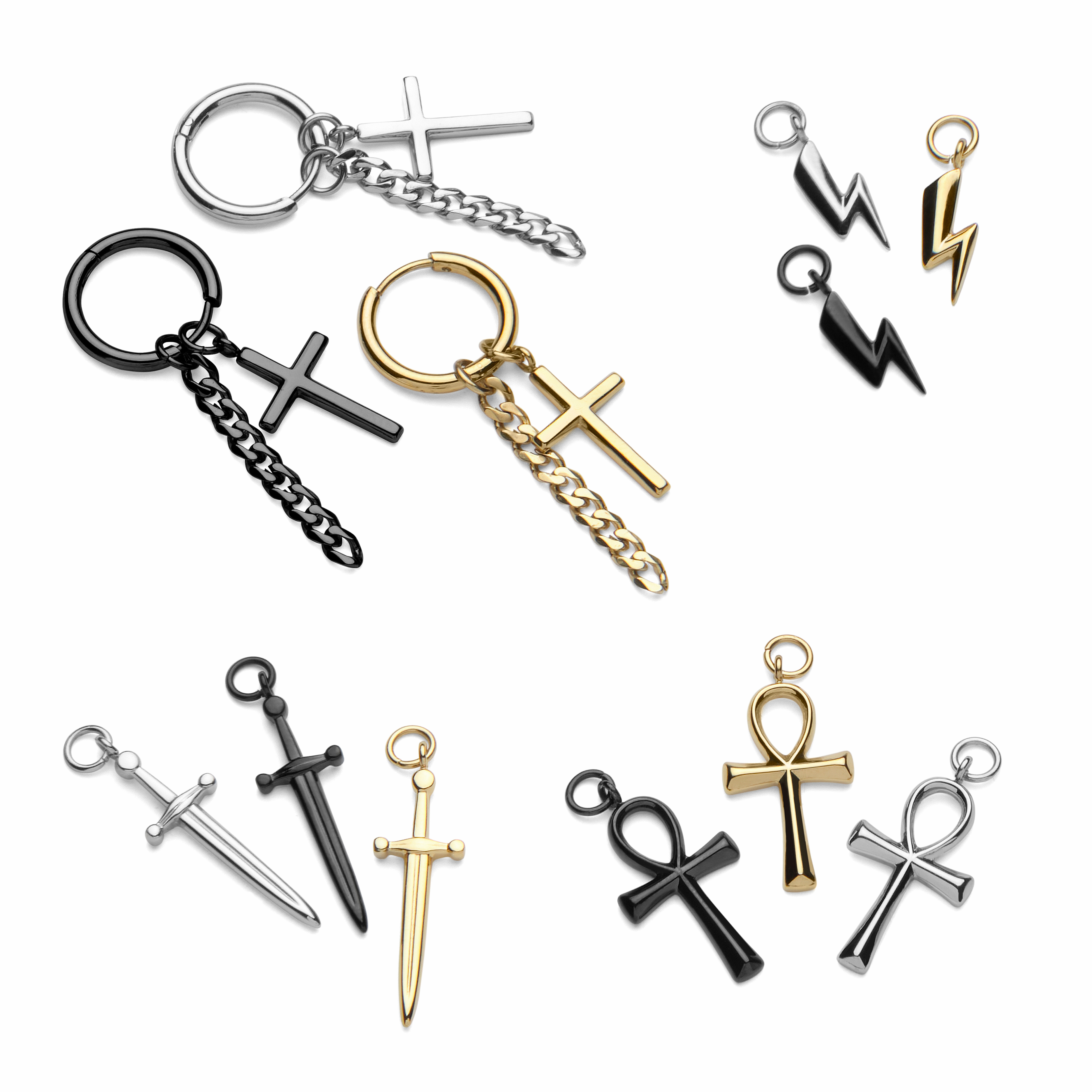 Hoop Earring 3-Pack with 15 Charms  - 2