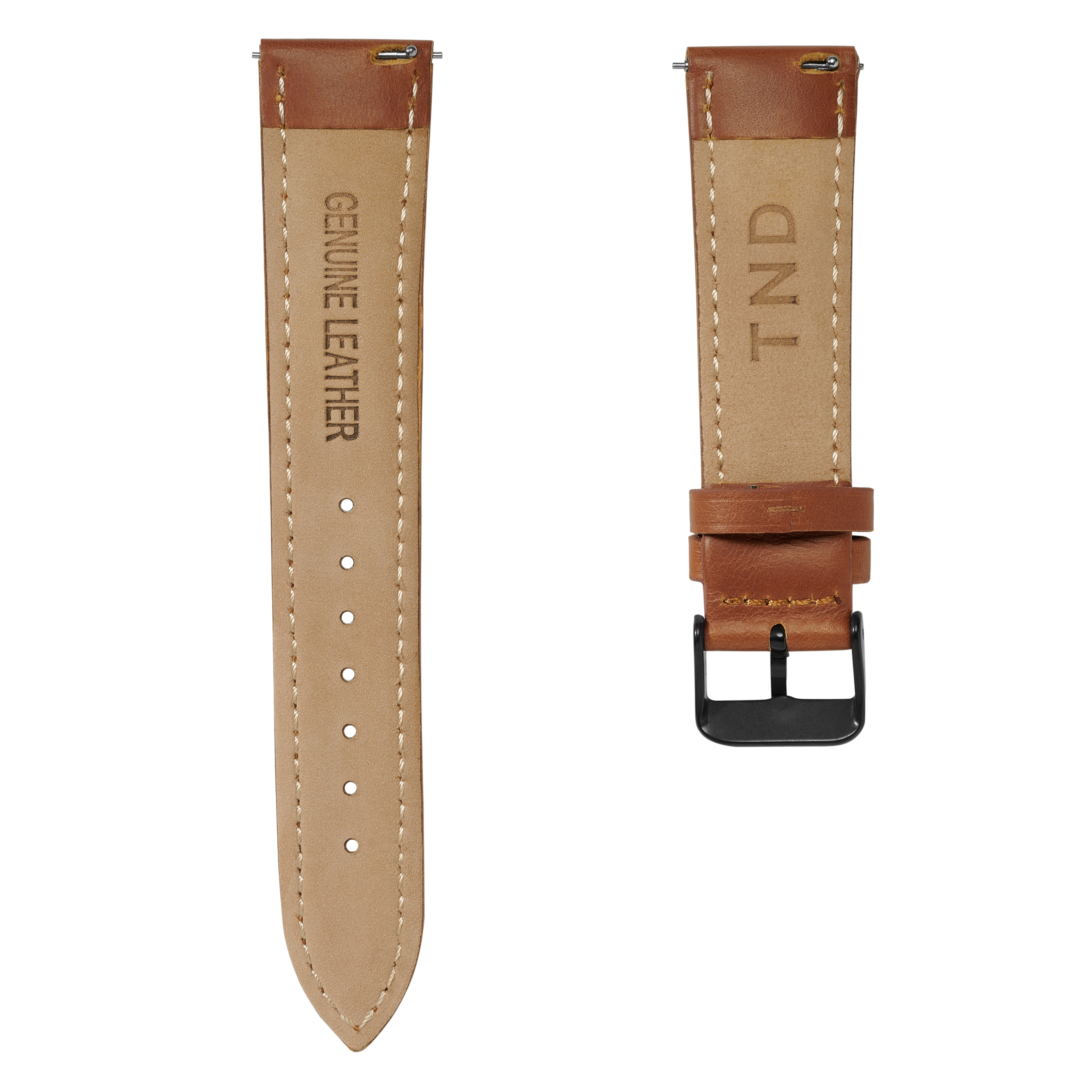 Correa de reloj de cuero marrón claro de 18 mm con hebilla negra - De liberación rápida - 3