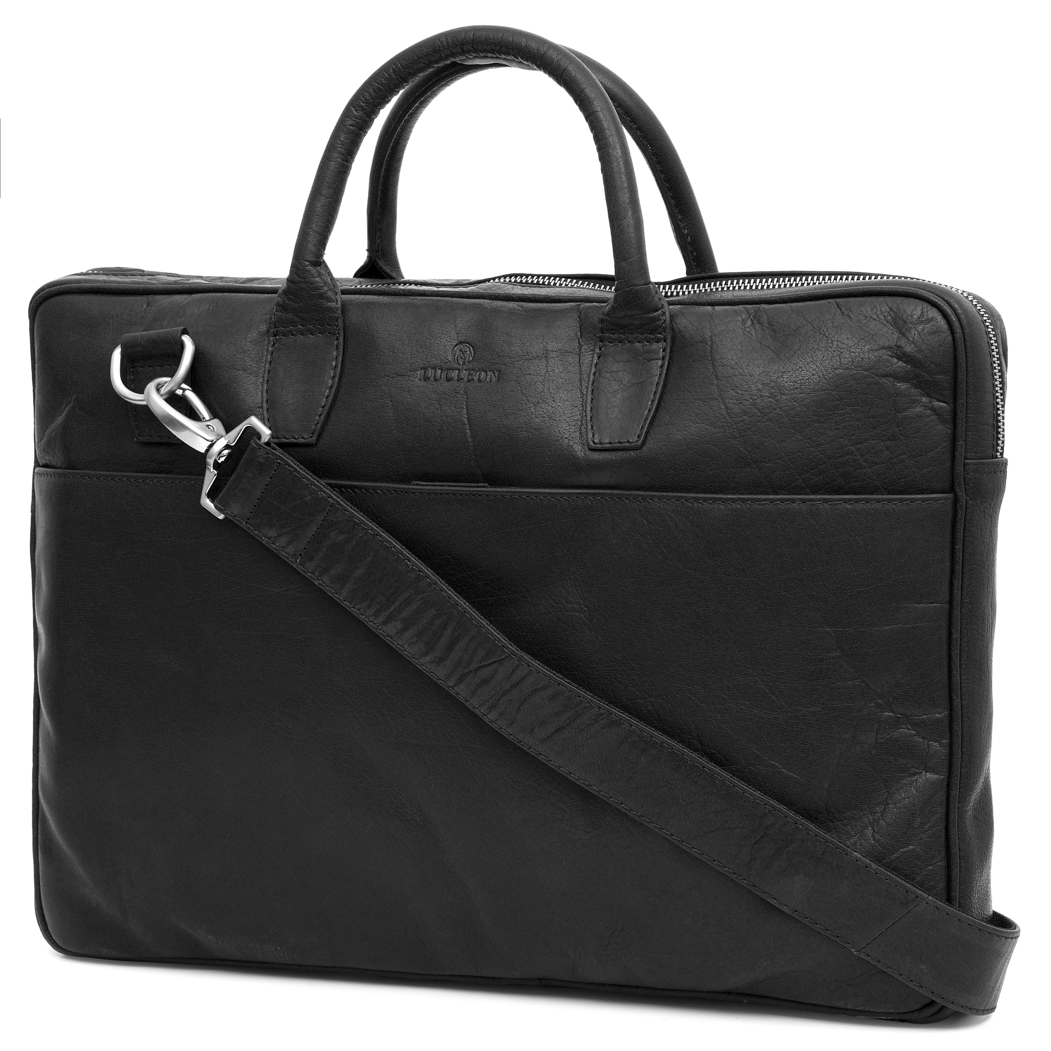 Montreal Dunne 15" Executive Zwarte Leren Tas - 3