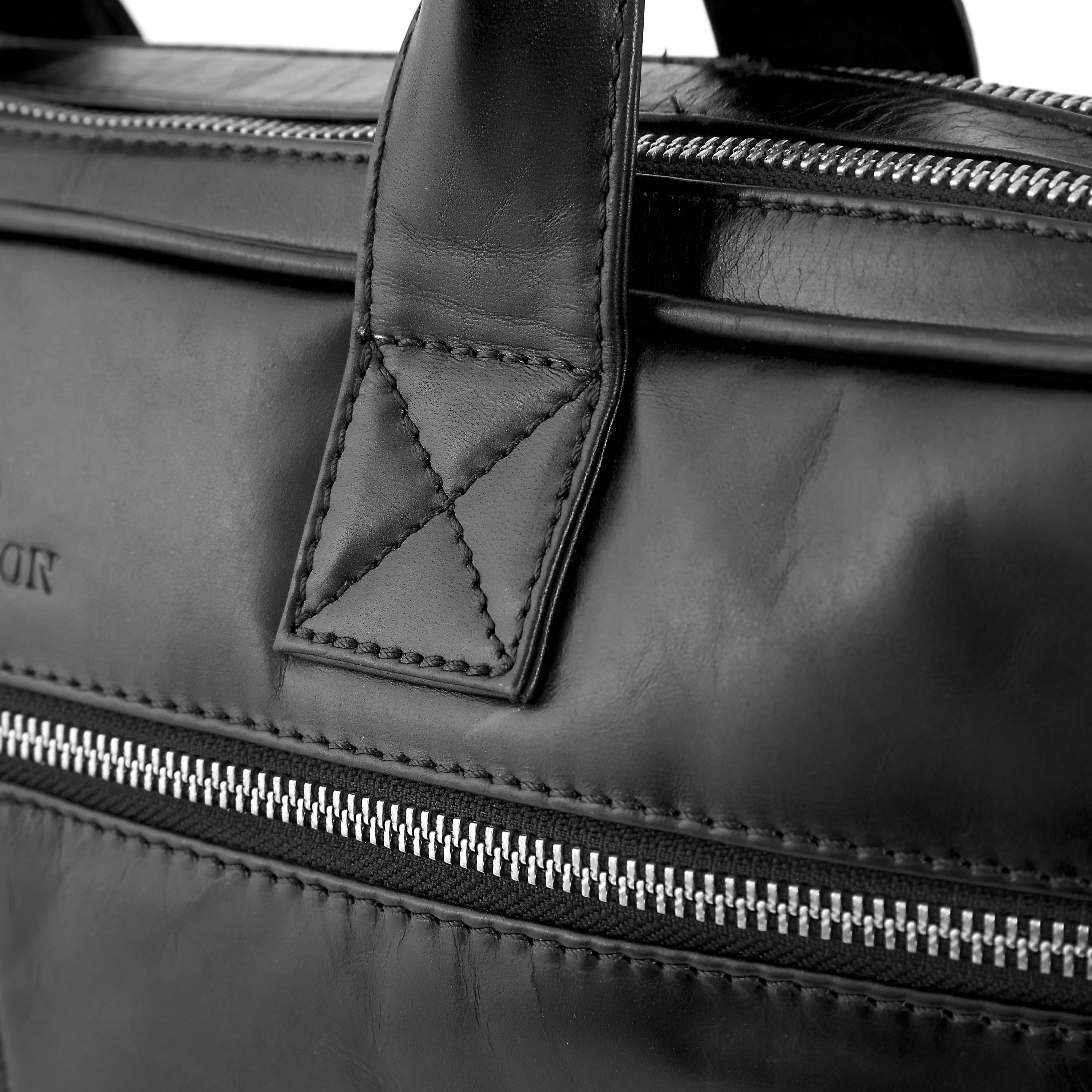 Jasper | Black Double Zip Leather Computer Bag - 9