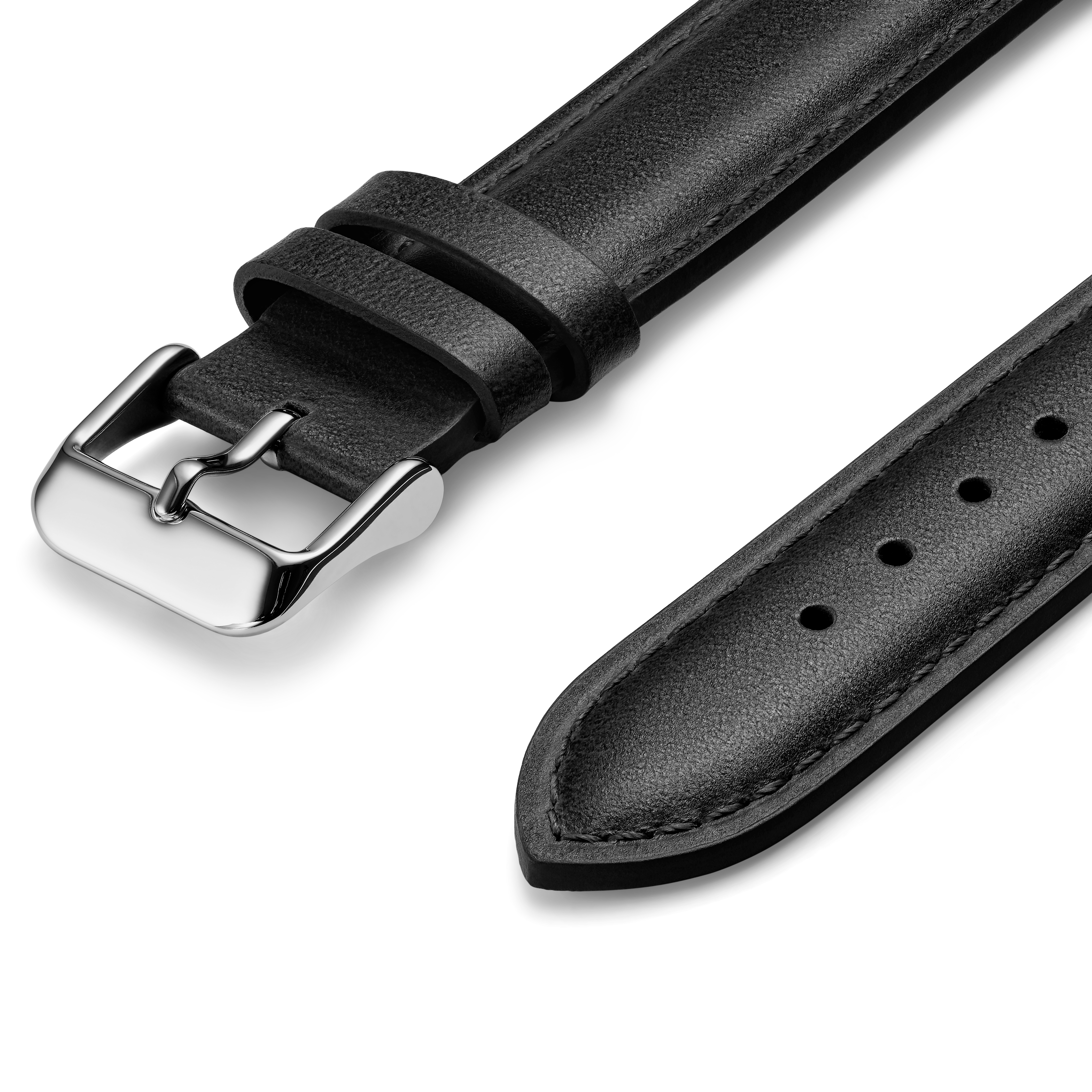 Olivier | Correas para reloj de cuero auténtico negro - 2