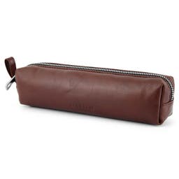 Jasper | Brown Compact Leather Wash Bag