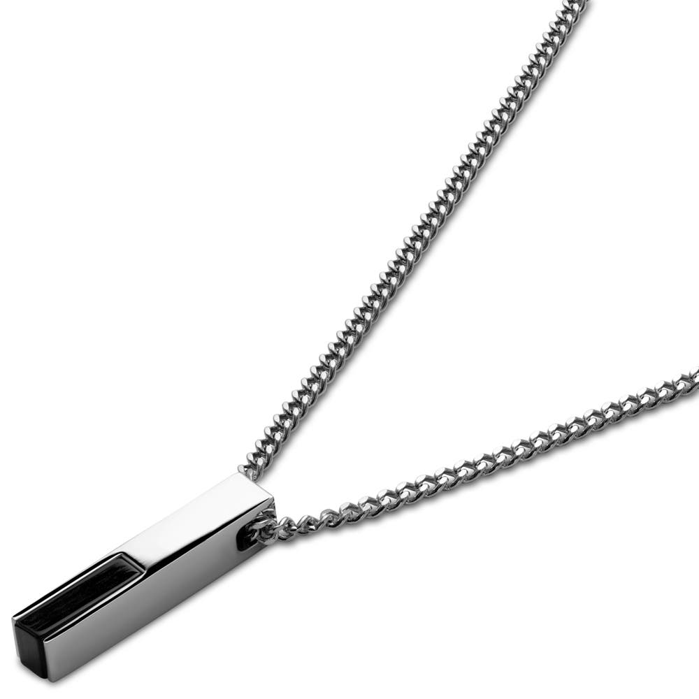 hover: Cruz | Silver-Tone Stainless Steel & Black Onyx Necklace hover: Cruz | Silver-Tone Stainless Steel & Black Onyx Necklace