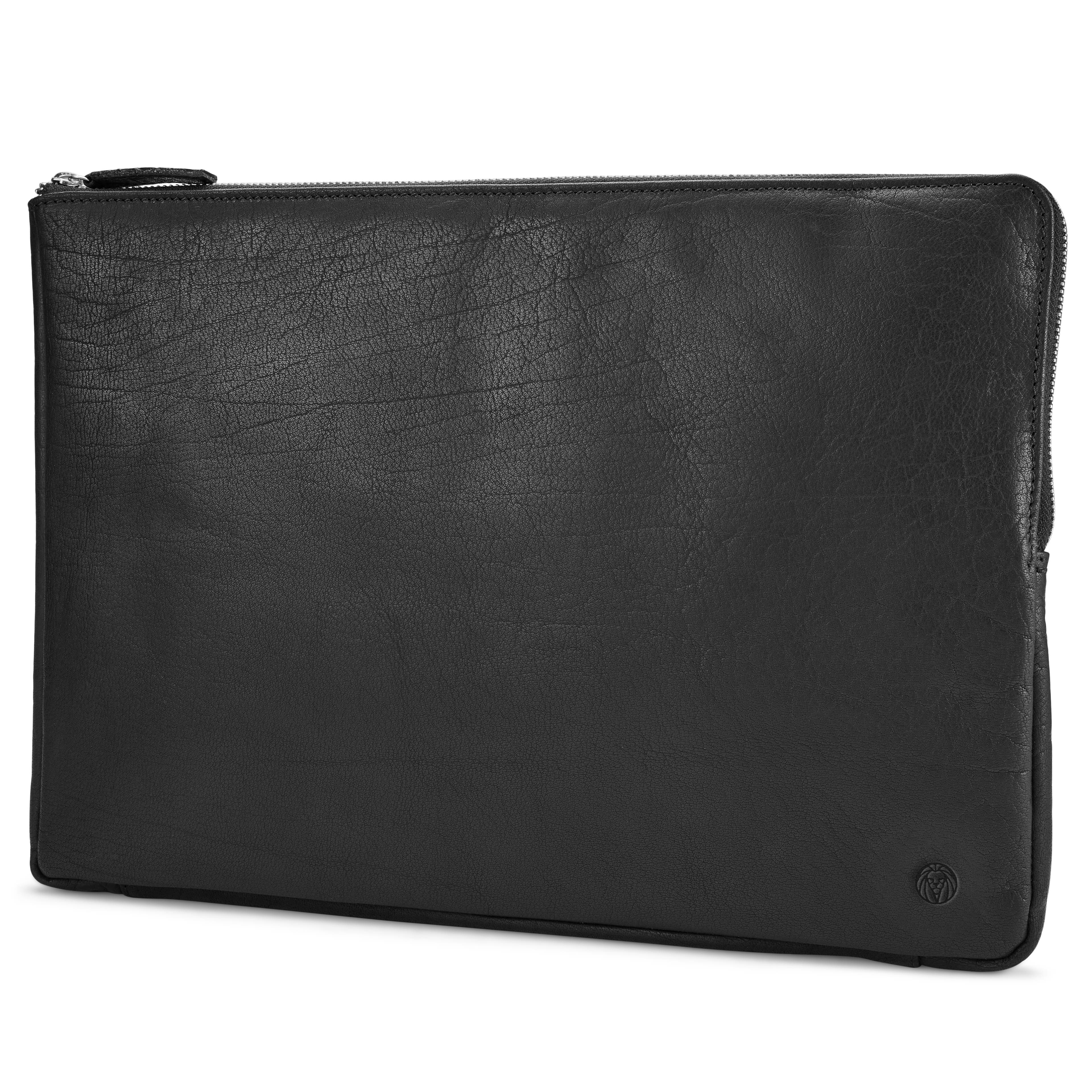 Čierne malé kožené puzdro na laptop Montreal