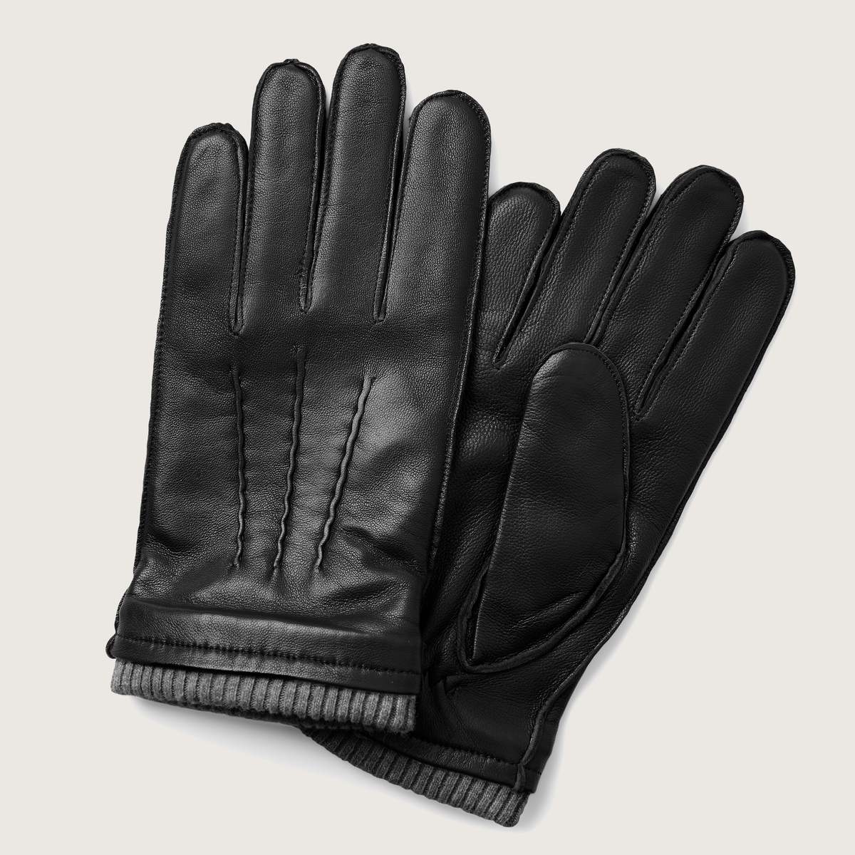 Fjeld | Black Ribbed Cuff Sheep Leather Gloves | In stock! | Trendhim