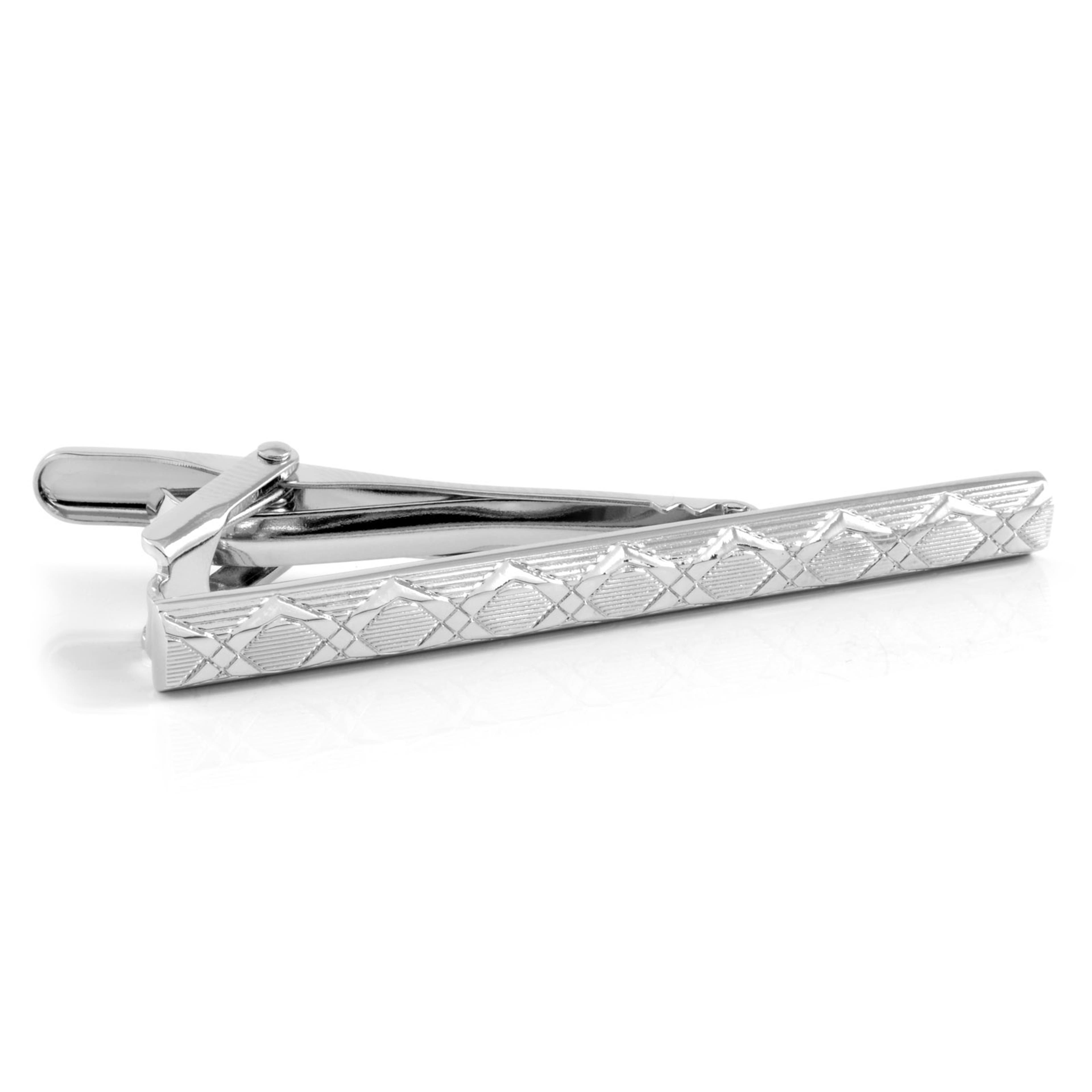Silver-Tone Patterned Tie Clip