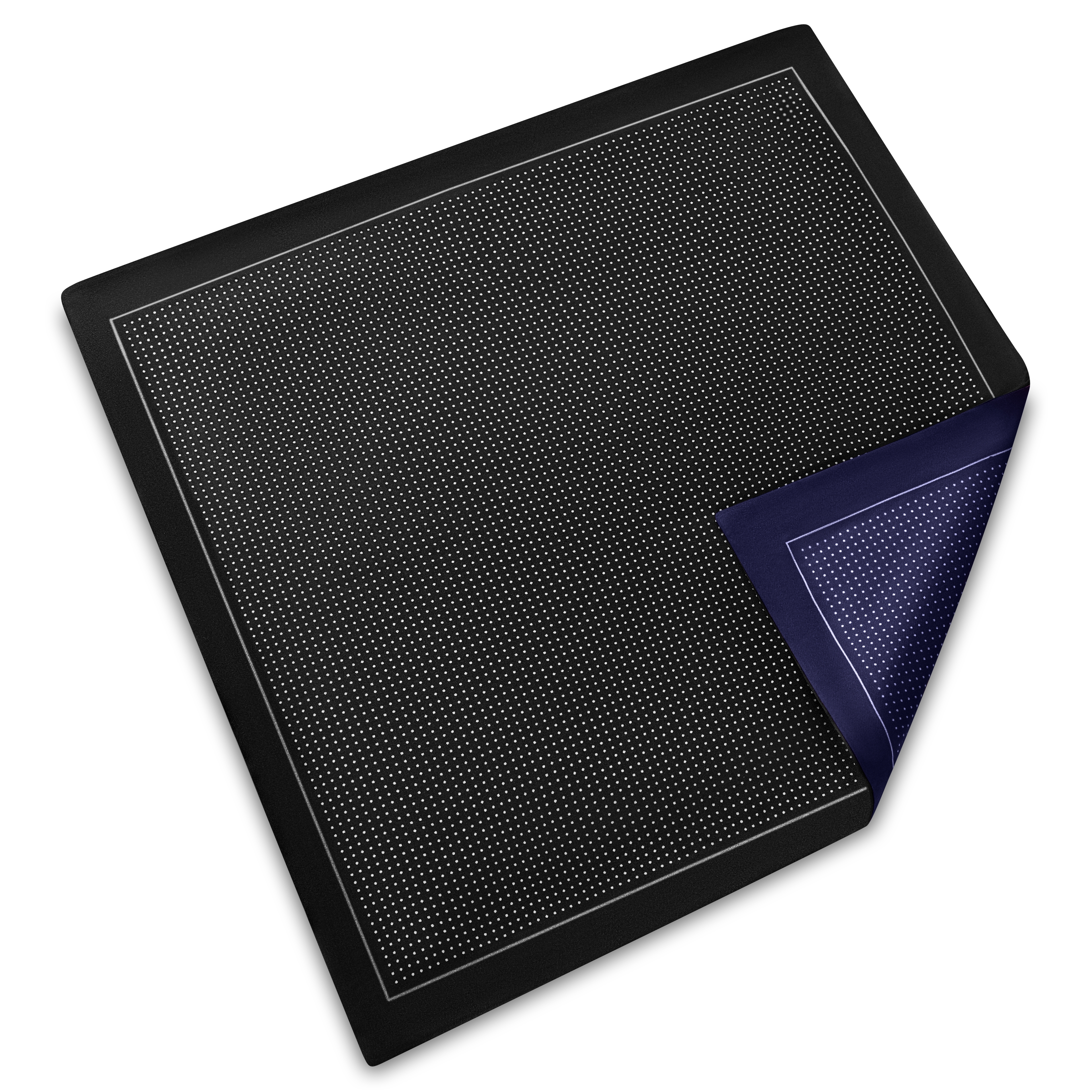 Elegio | Double-Sided Black and Blue Dotted Silk Pocket Square - 3